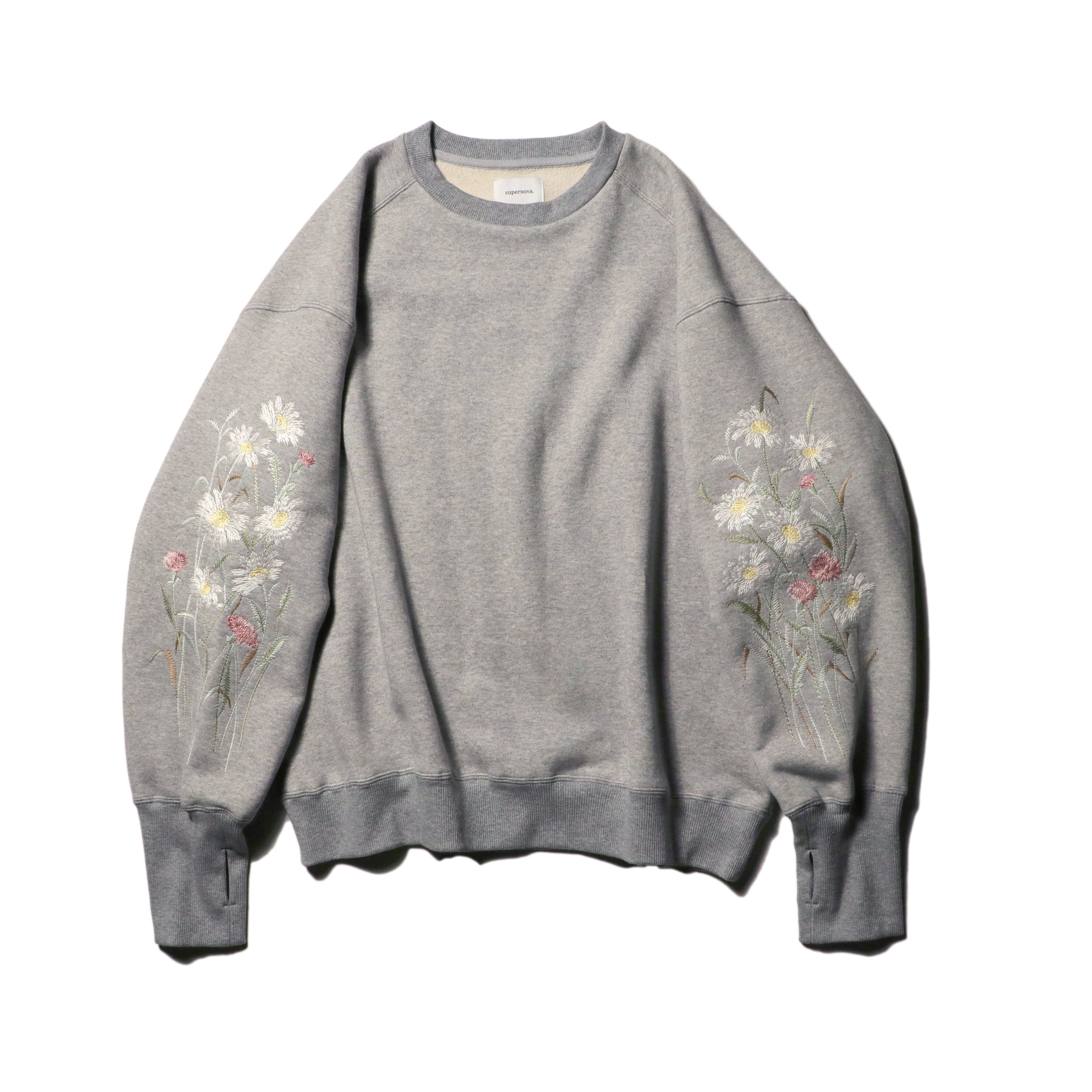 superNova. Ex.Embroidery crew sweat / Gray