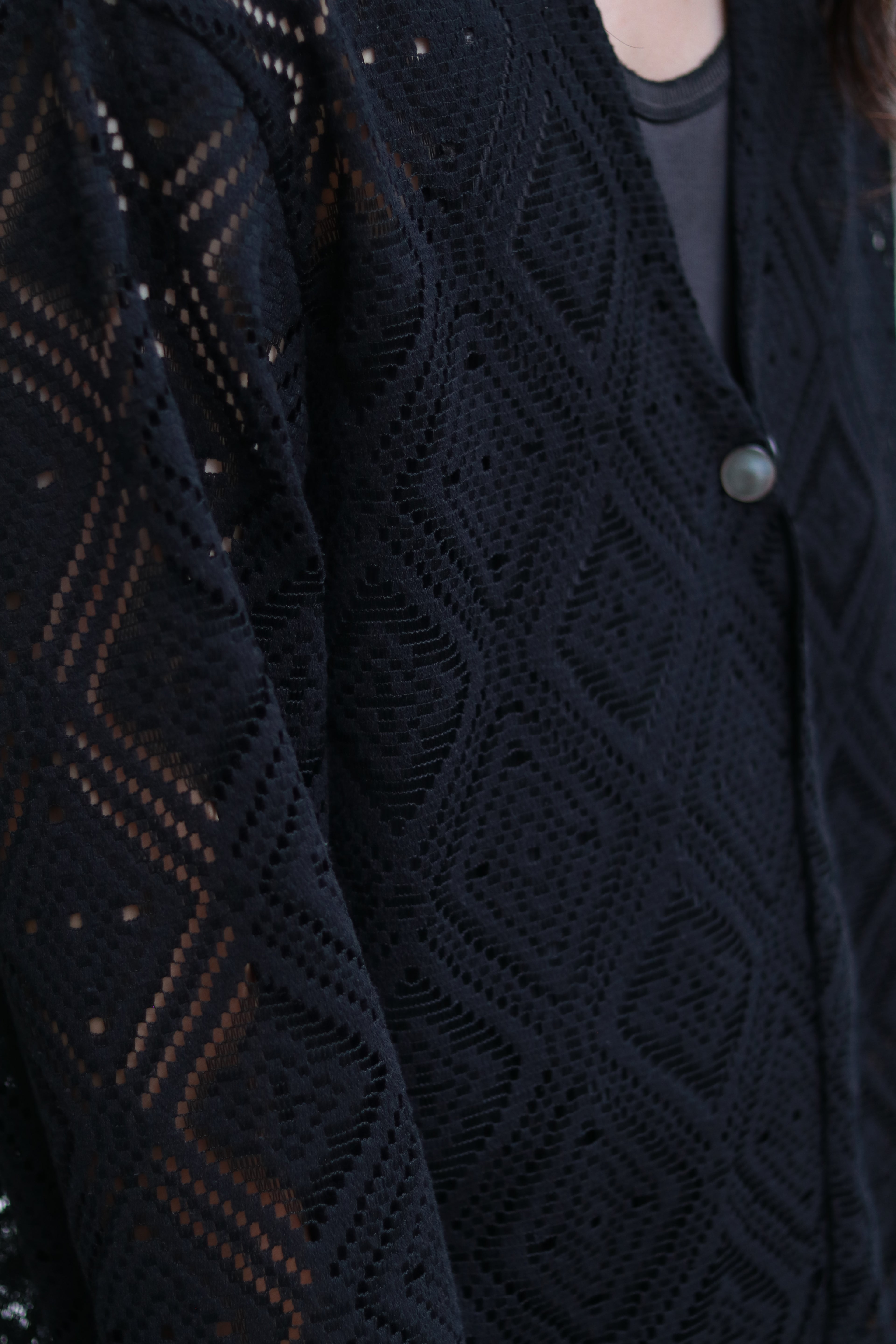 superNova. V neck cardigan - Diamond raschel lace / Black
