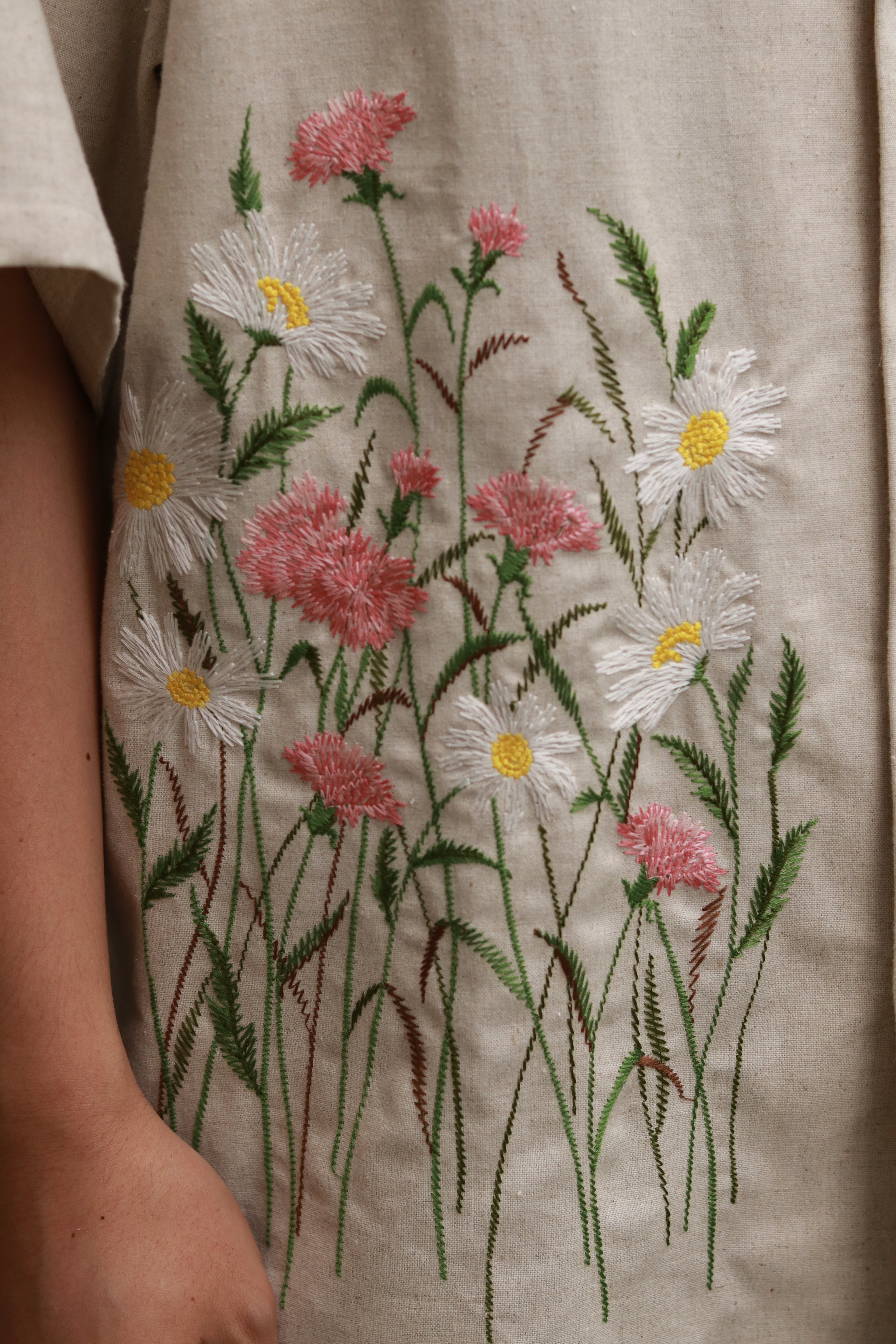 superNova. Aloha shirt - Flower garden embroidery / Natural