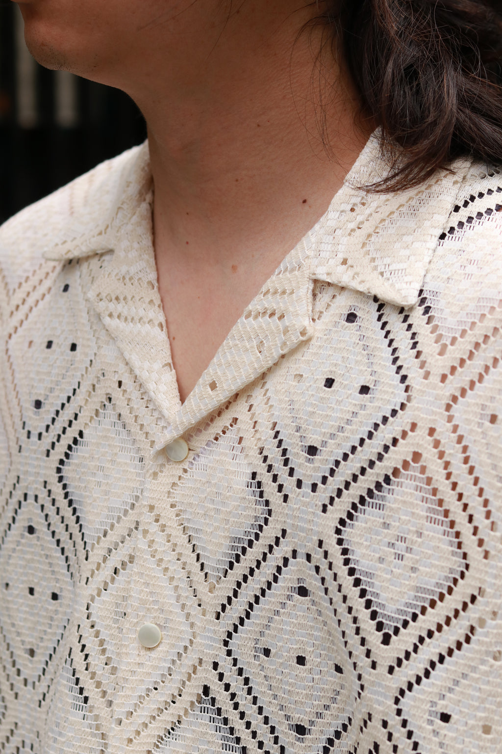 superNova. Aloha shirt - Diamond raschel lace/ Natural