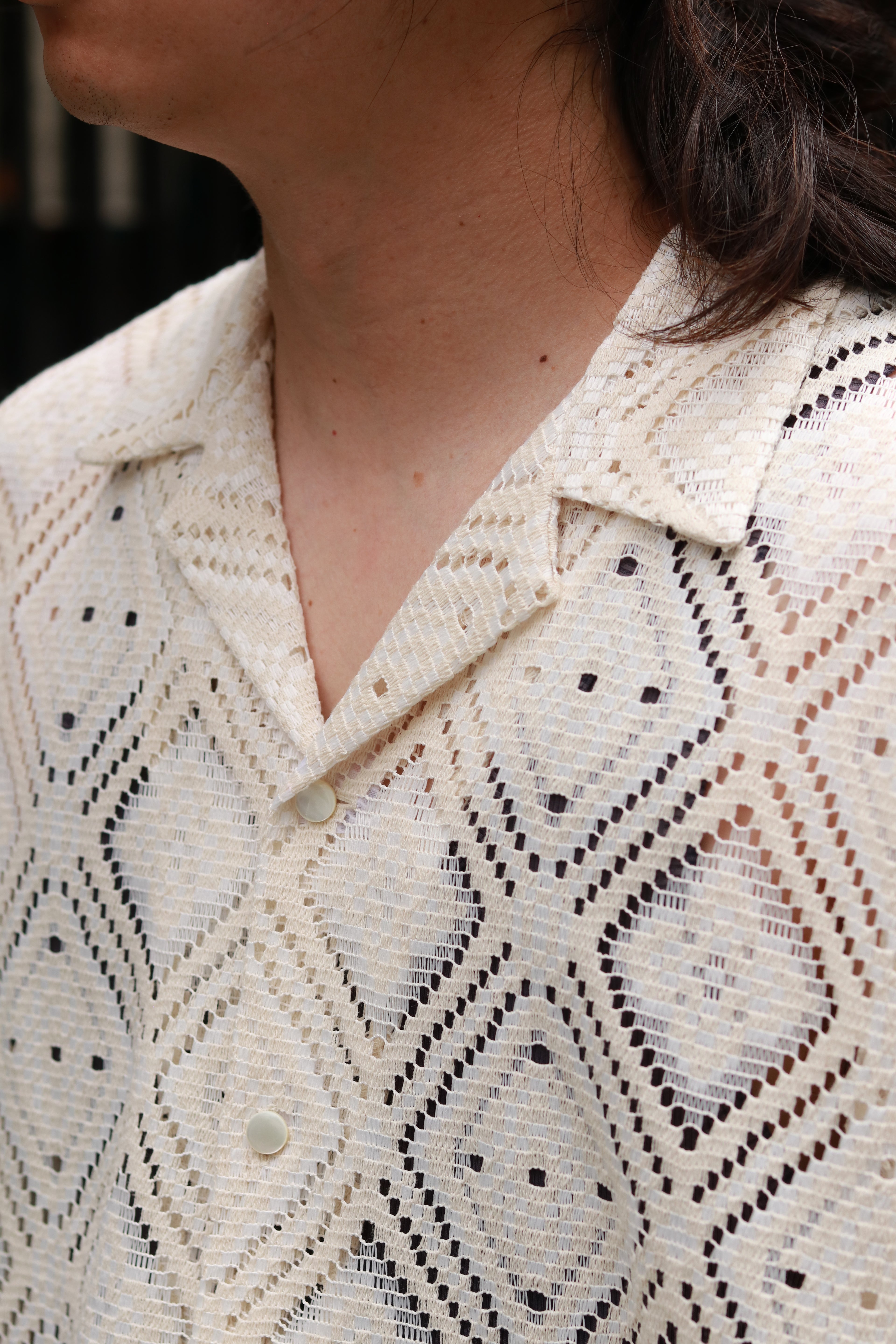 superNova. Aloha shirt - Diamond raschel lace/ Natural