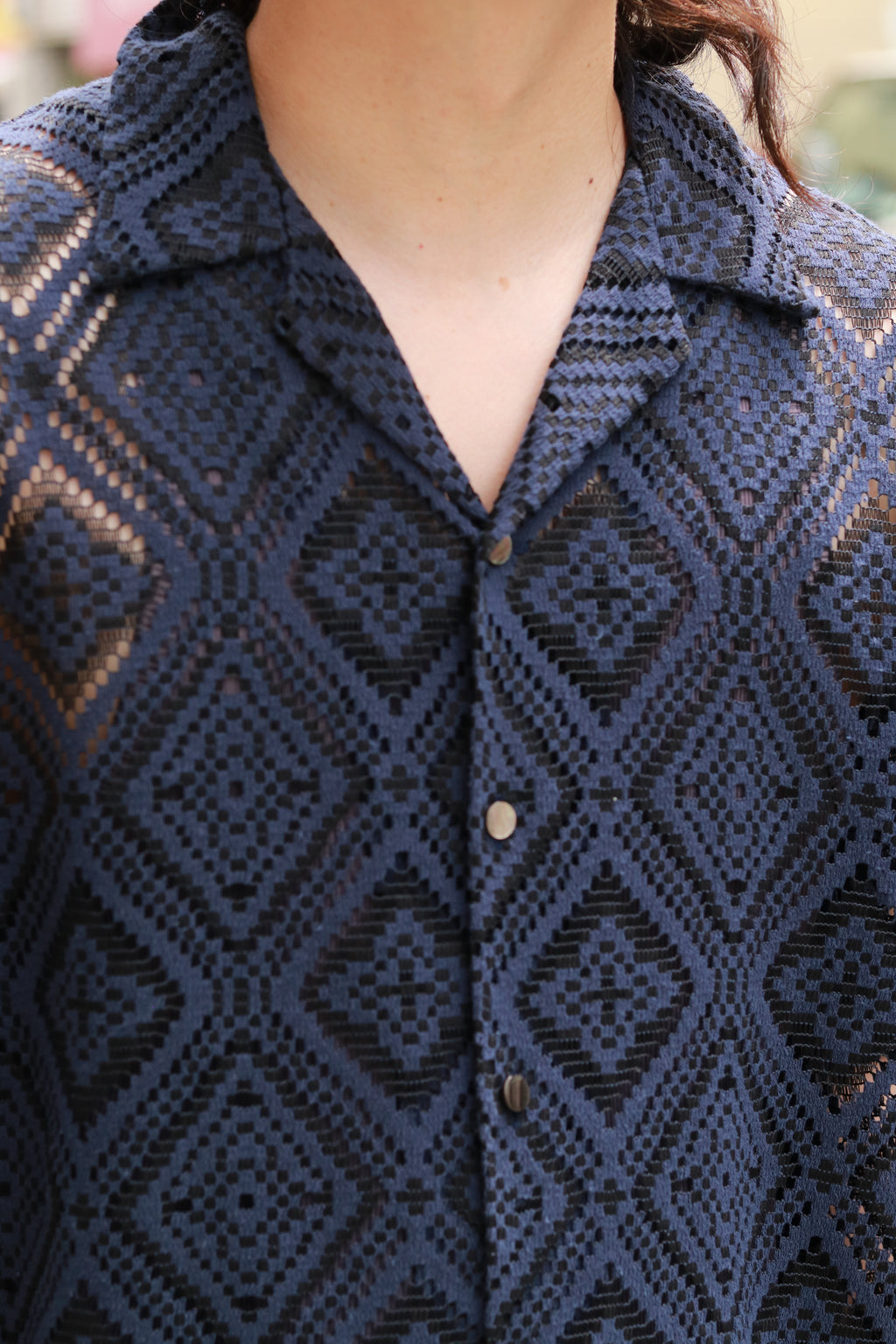 superNova. Aloha shirt - Diamond raschel lace/ Navy