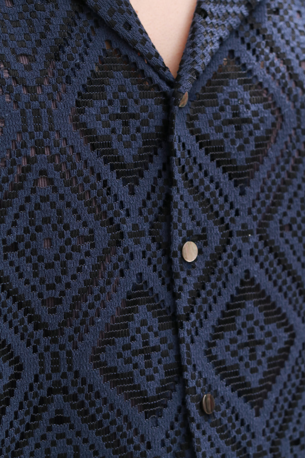 superNova. Aloha shirt - Diamond raschel lace/ Navy