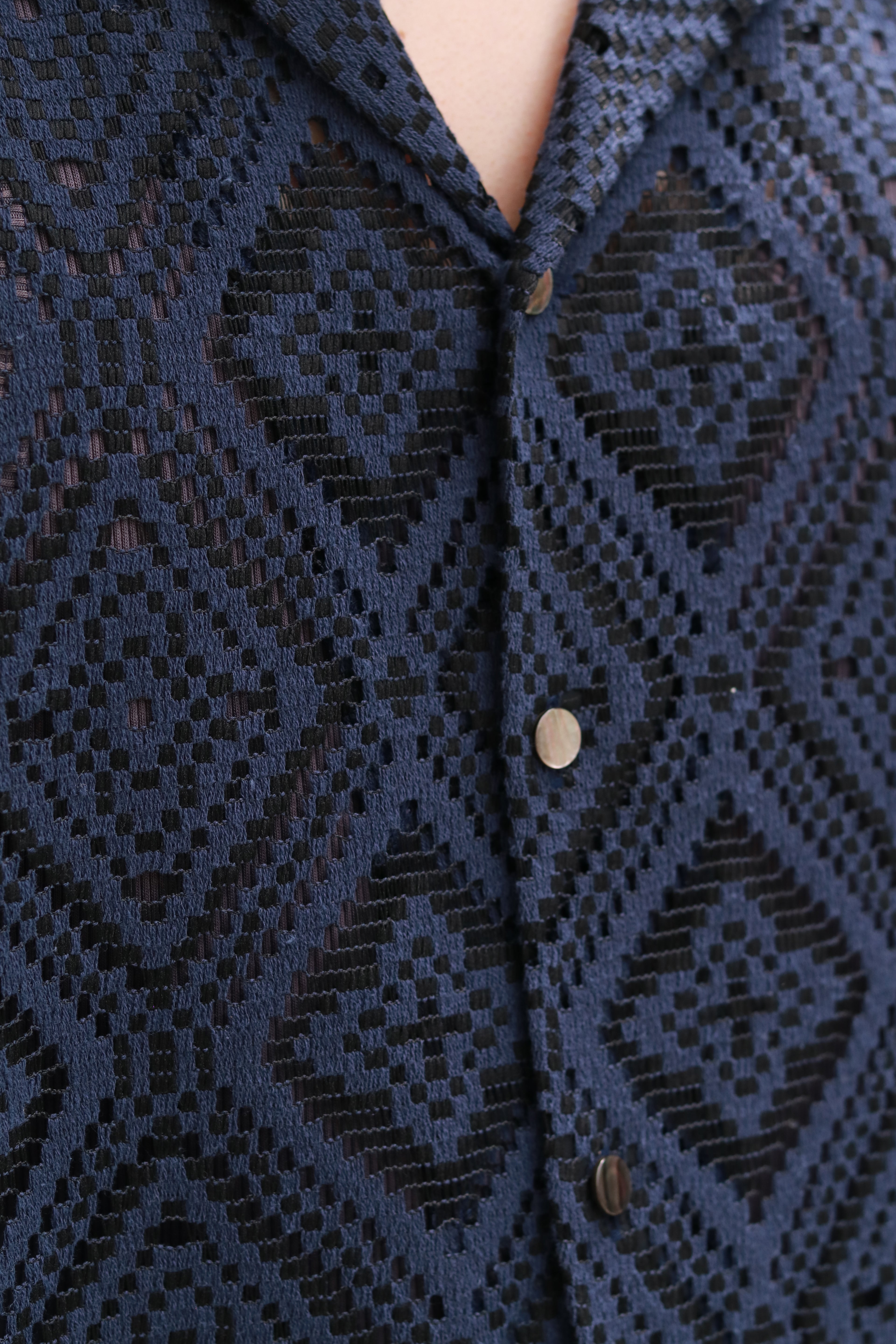 superNova. Aloha shirt - Diamond raschel lace/ Navy