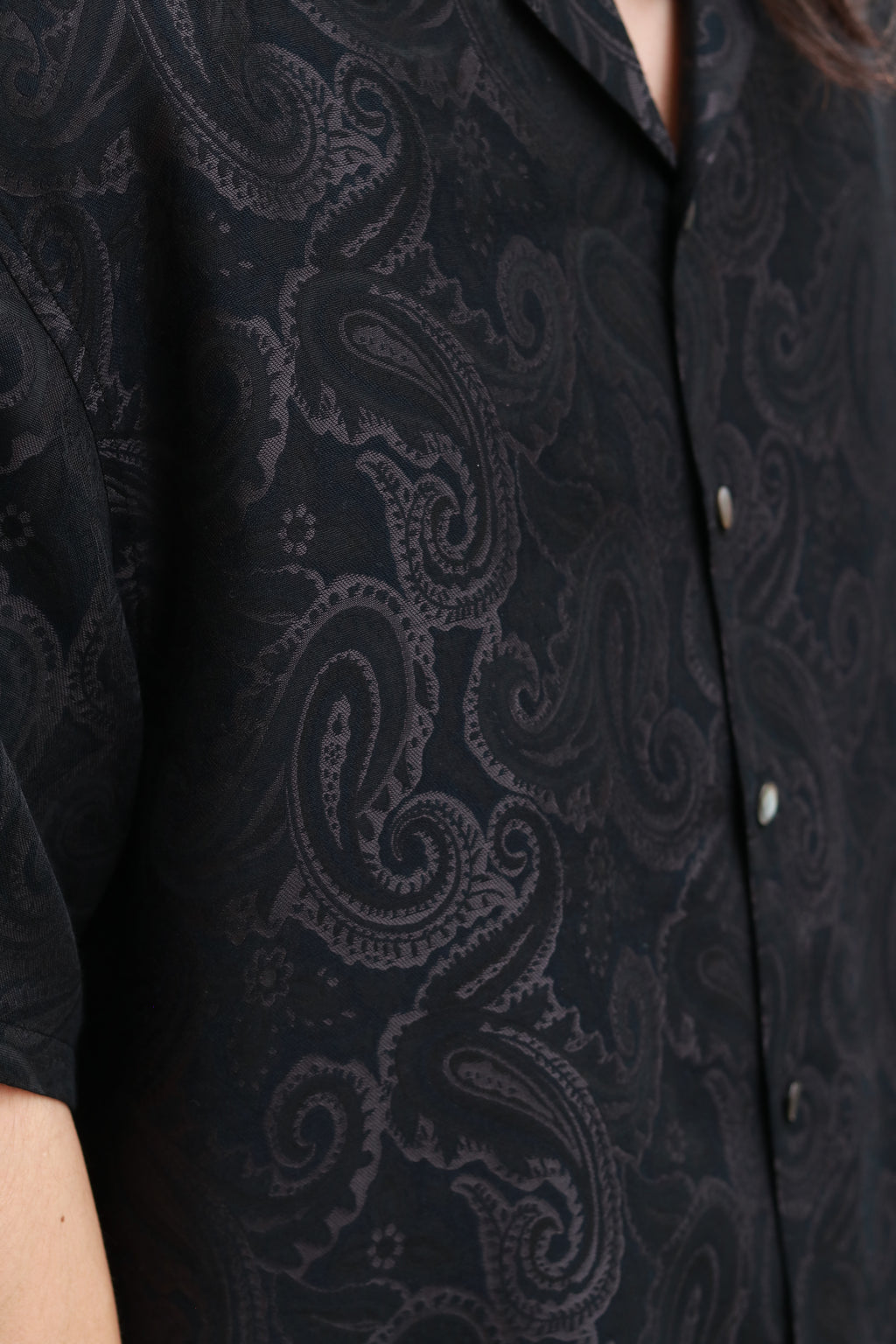 superNova. Aloha shirt - Paisley jacquard - Black x Navy