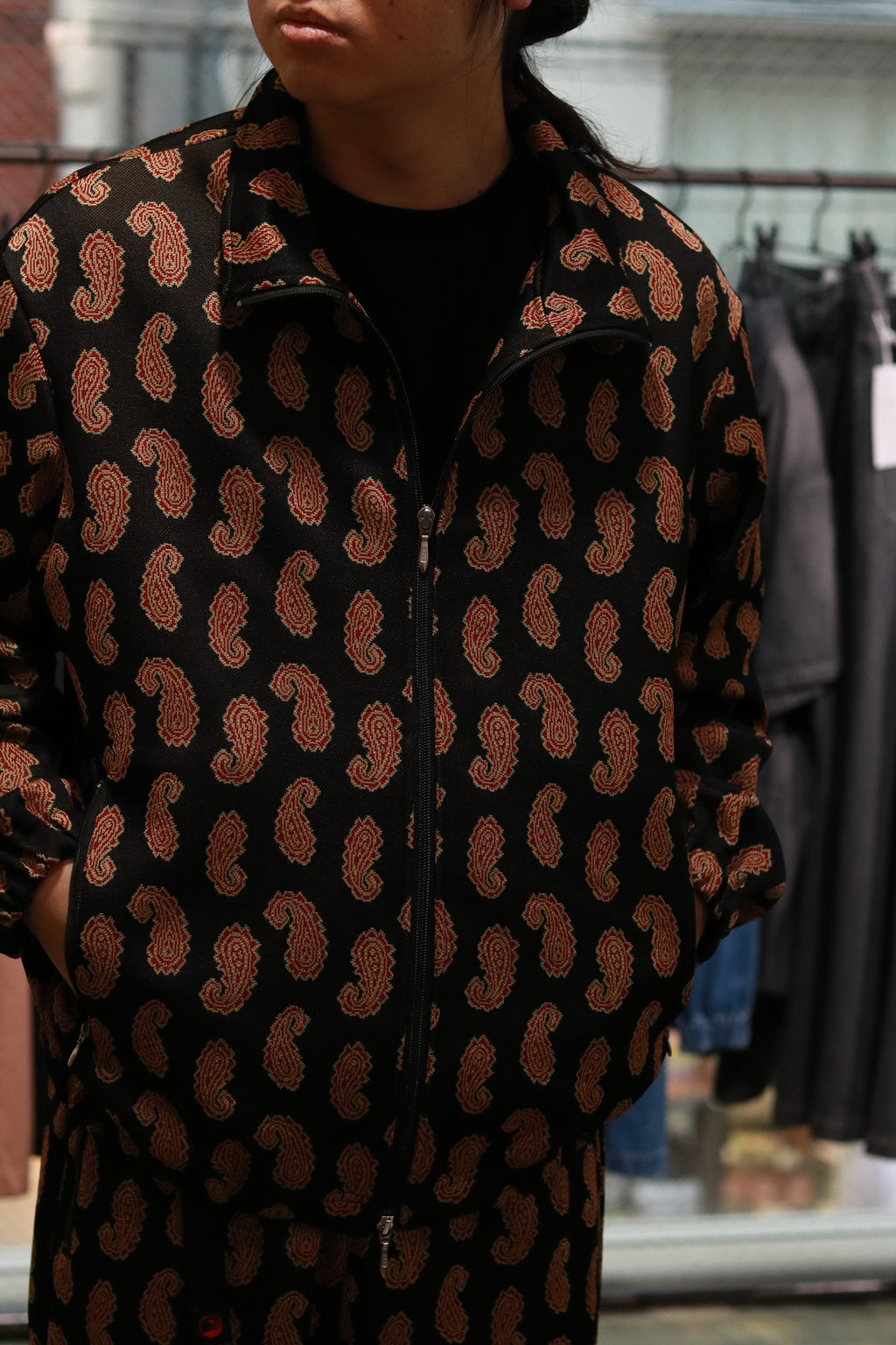 superNova. Jersey track jacket - Paisley Jacquard / Black paisley
