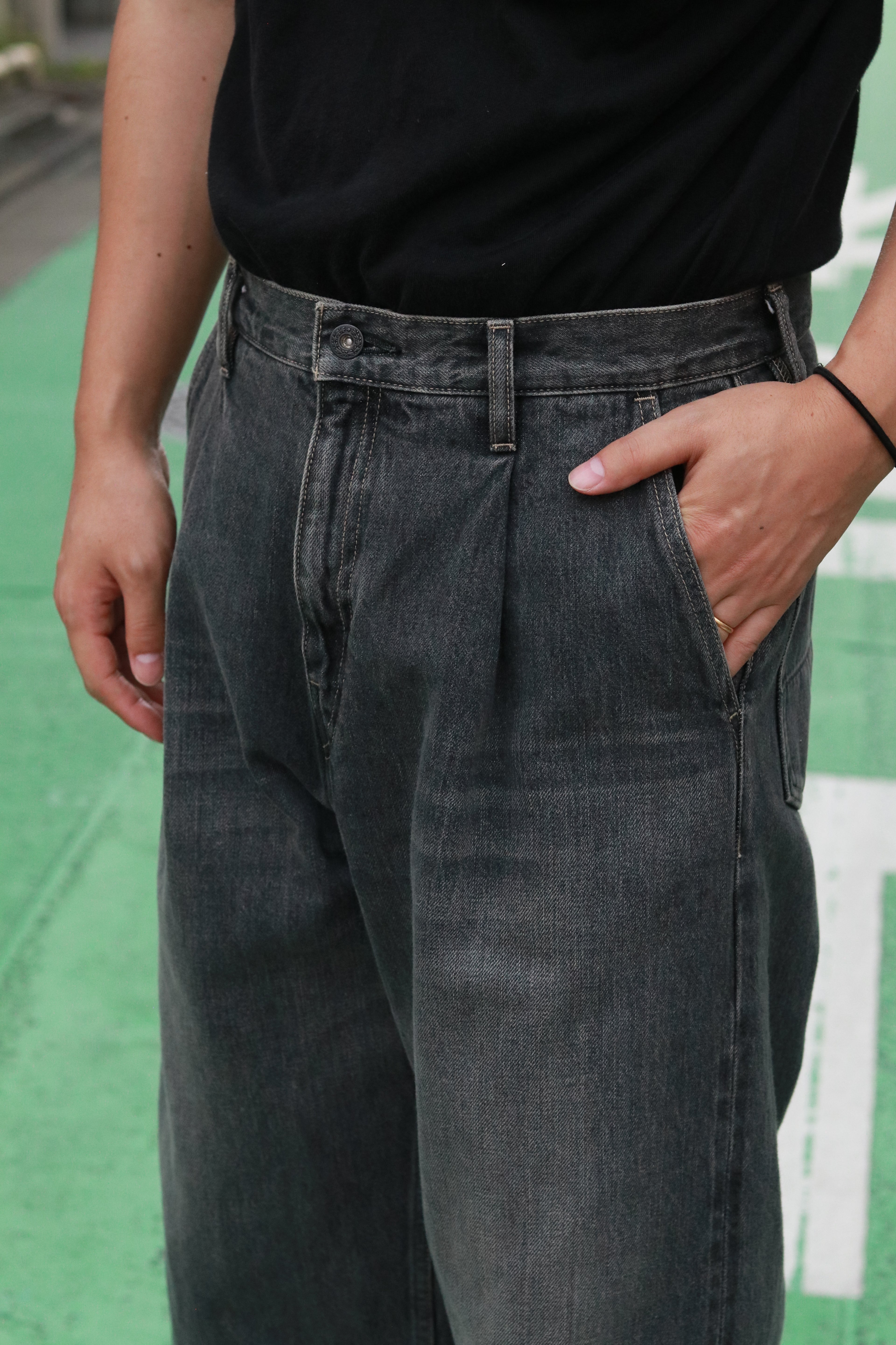 superNova. Wide selvedge jeans - Old vintage wash / Mid black