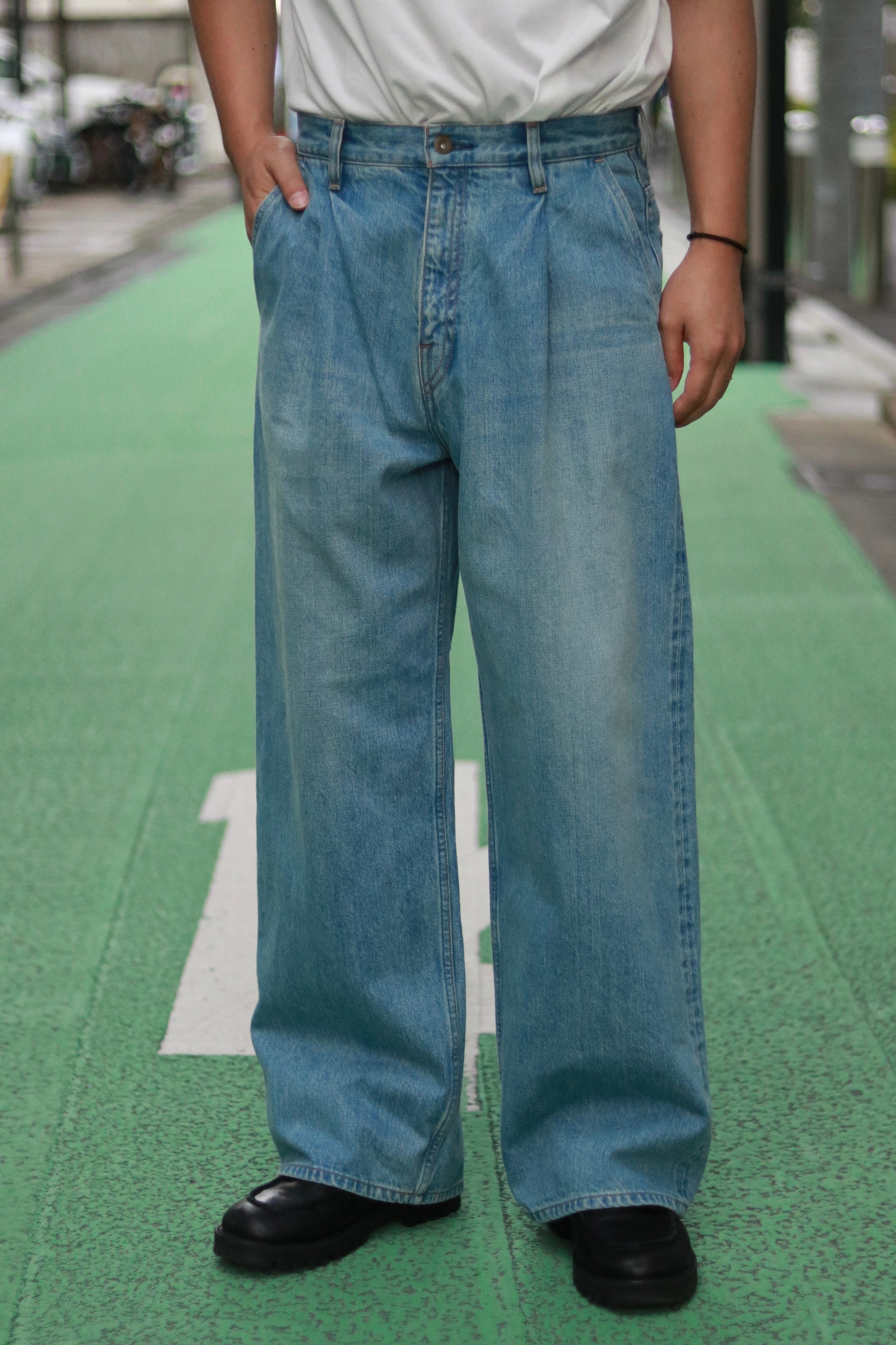 superNova. Wide selvedge jeans - Old vintage wash / Light indigo