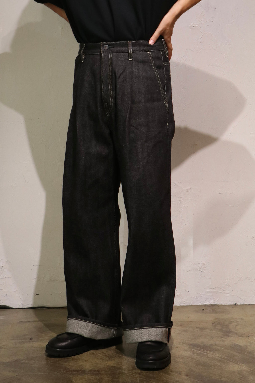 superNova. Wide selvedge jeans - Rigid denim / Black