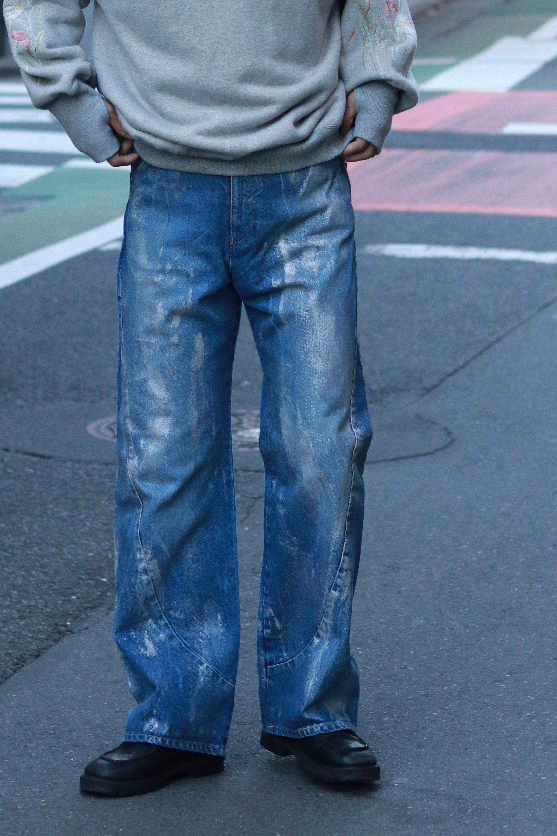 encode Prototype 3D jeans - SILVER PAINTING / Indigo