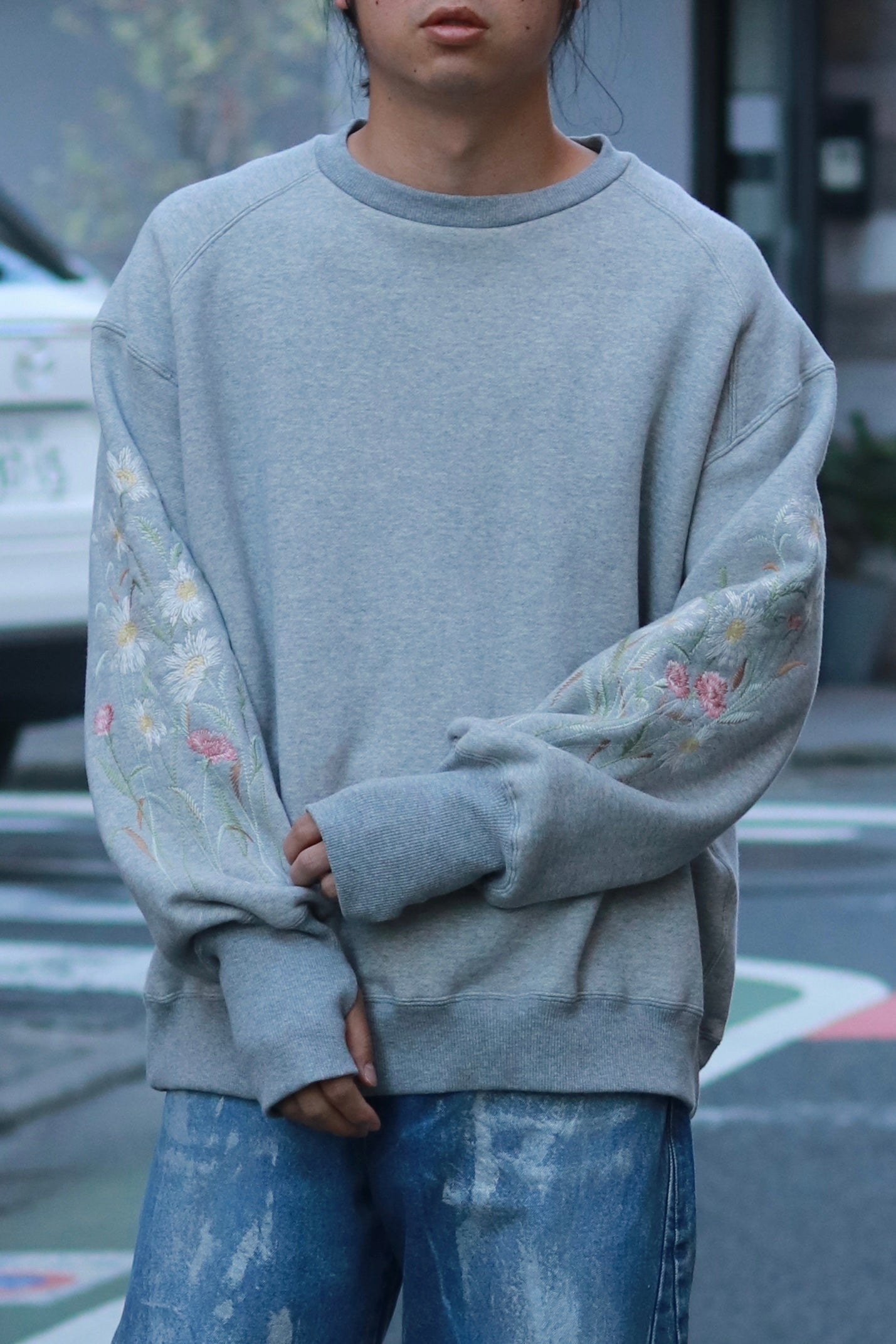 superNova. Ex.Embroidery crew sweat / Gray