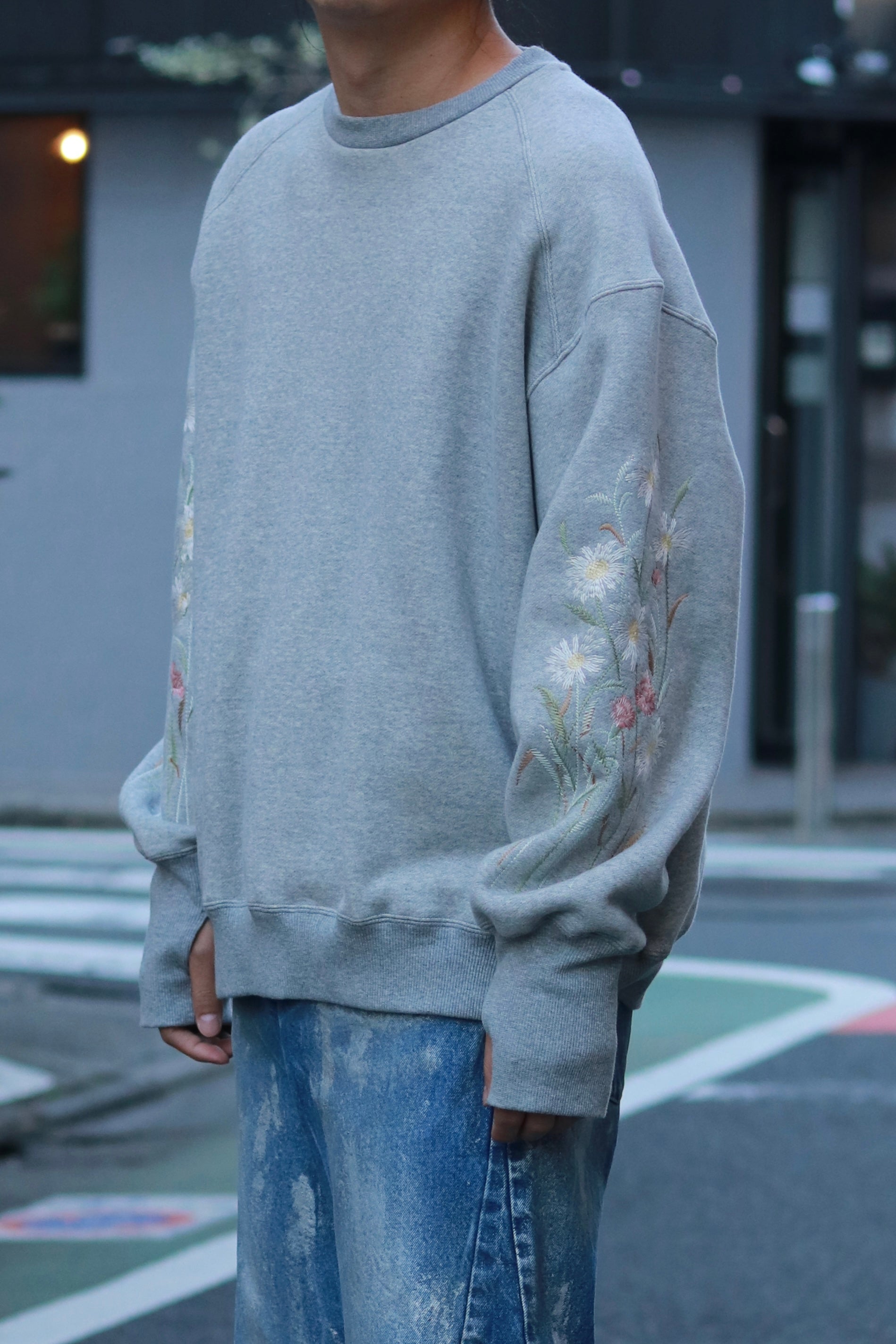 superNova. Ex.Embroidery crew sweat / Gray