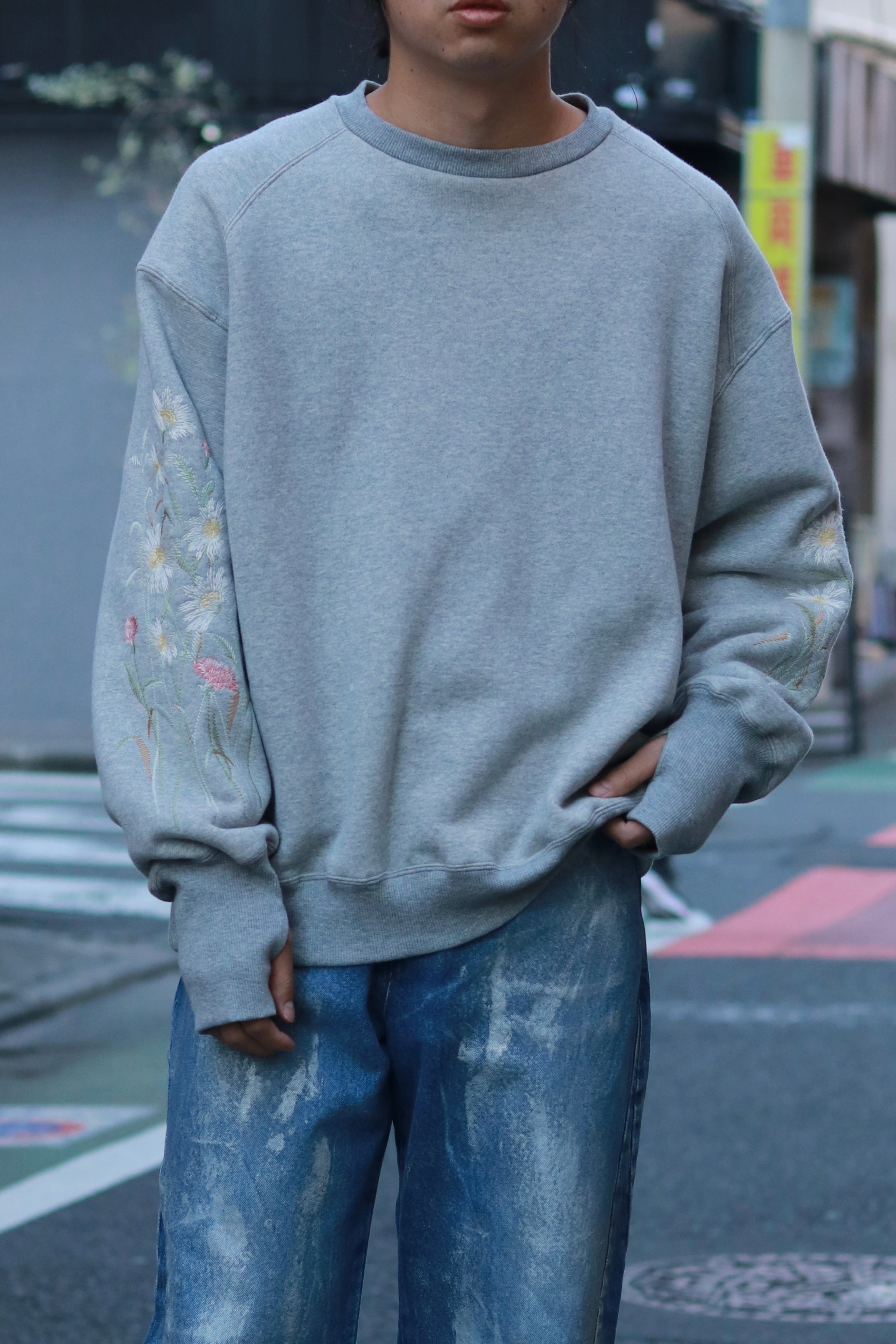 superNova. Ex.Embroidery crew sweat / Gray