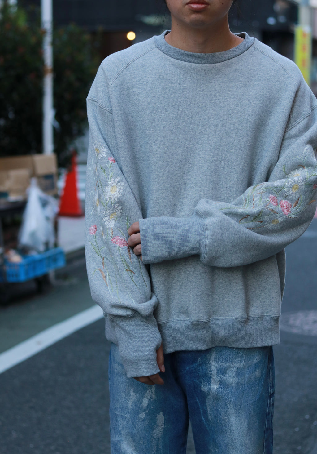 superNova. Ex.Embroidery crew sweat / Gray