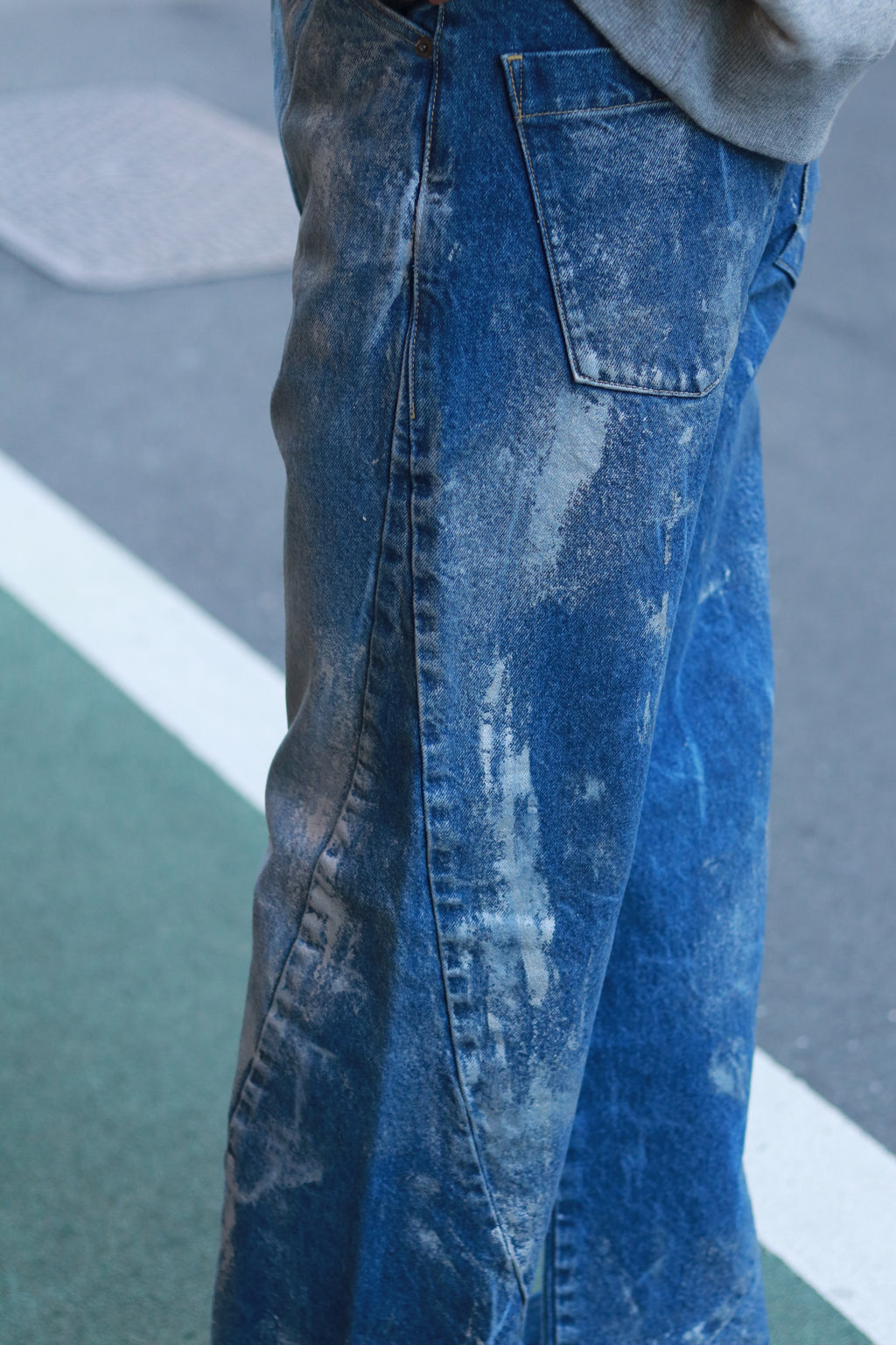 encode Prototype 3D jeans - SILVER PAINTING / Indigo