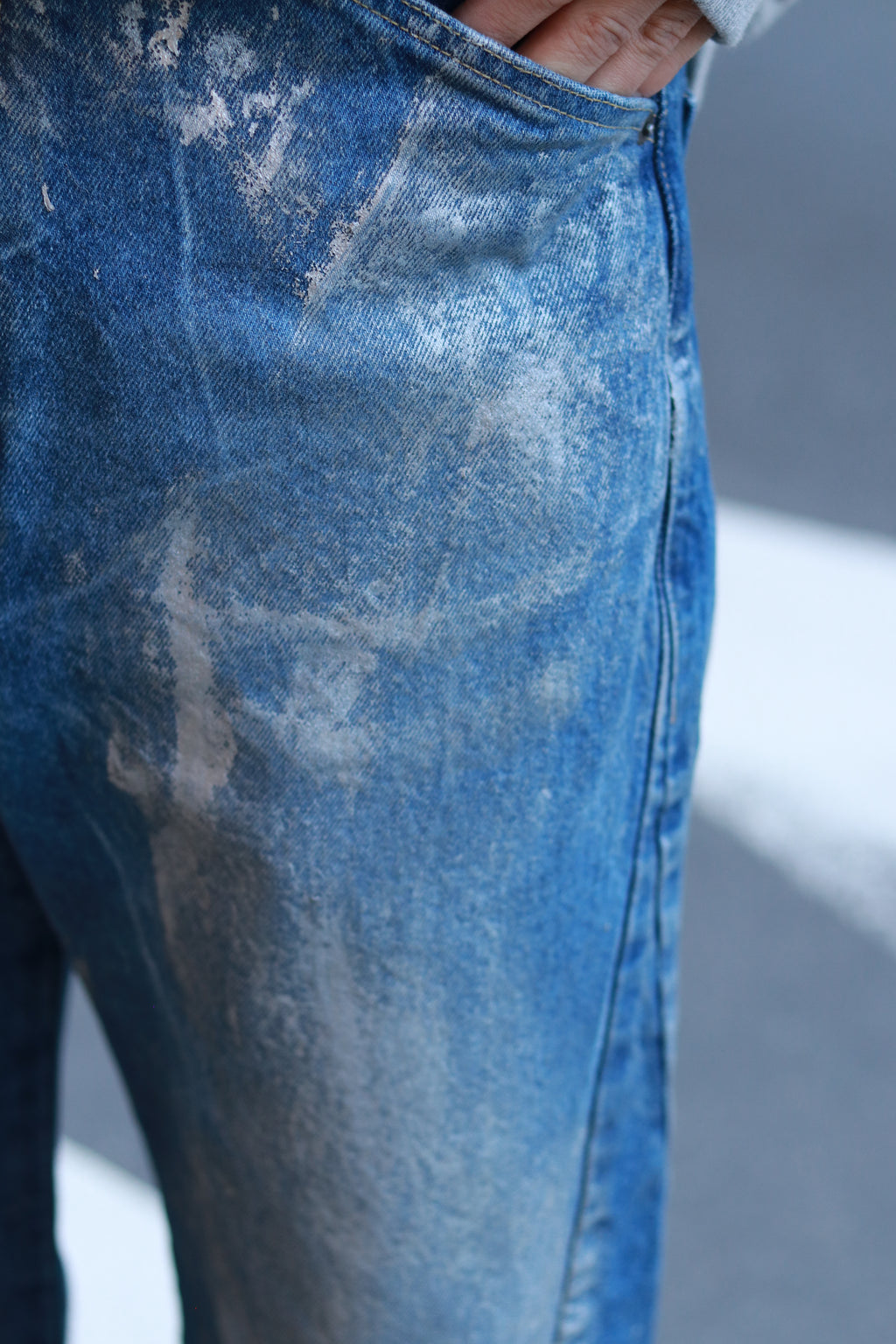 encode Prototype 3D jeans - SILVER PAINTING / Indigo
