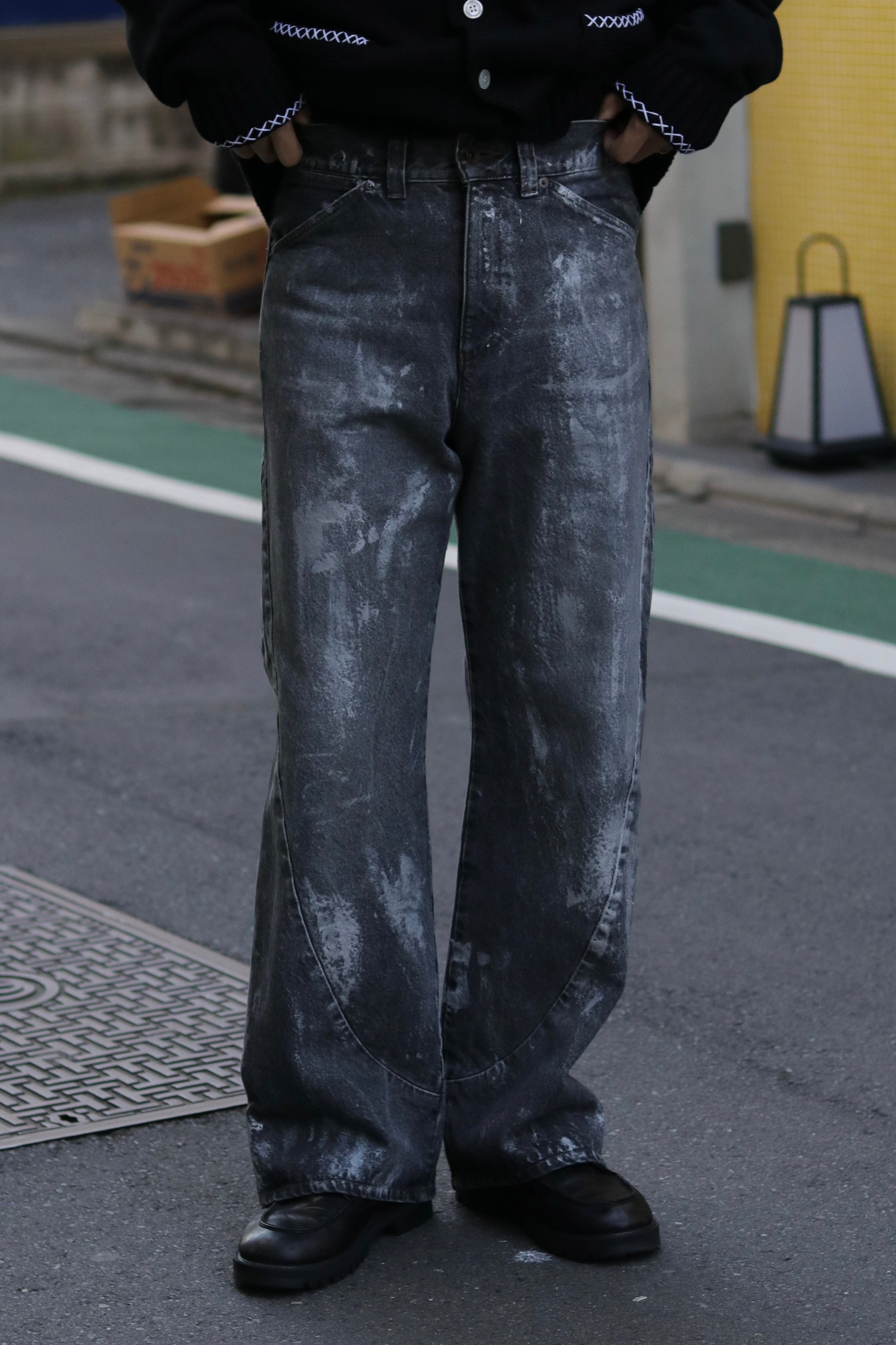 encode  Prototype 3D jeans - SILVER PAINTING / Black