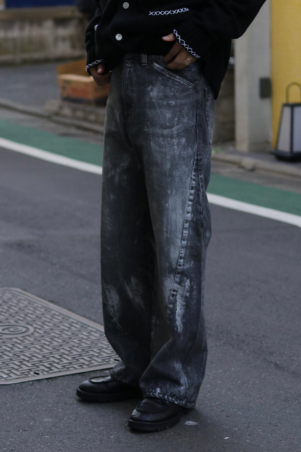 encode  Prototype 3D jeans - SILVER PAINTING / Black