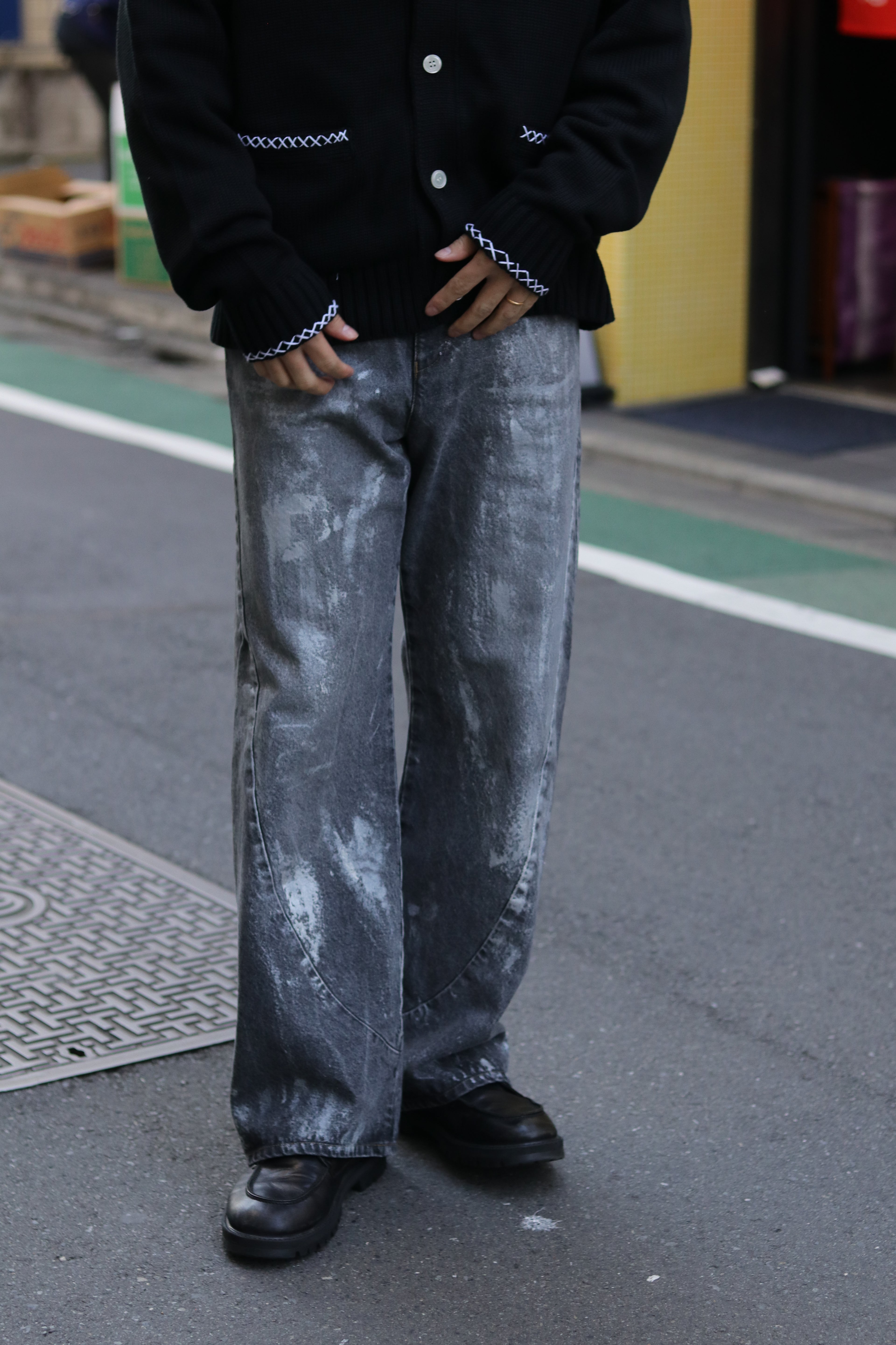 encode  Prototype 3D jeans - SILVER PAINTING / Black