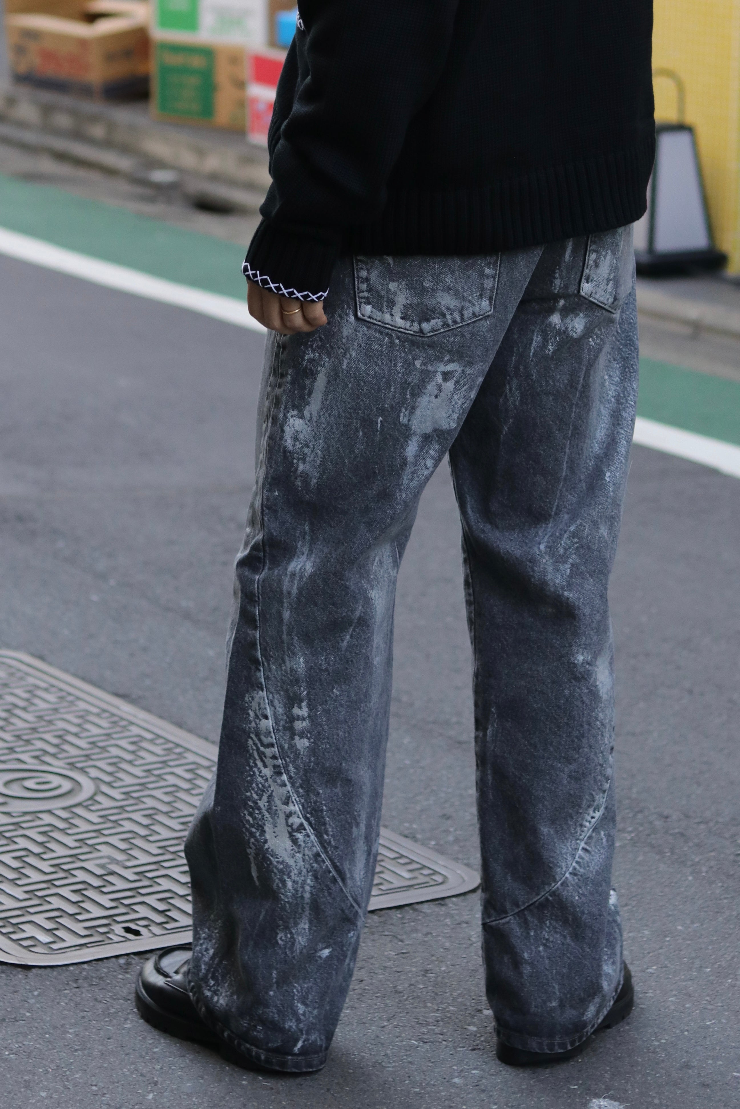 encode  Prototype 3D jeans - SILVER PAINTING / Black