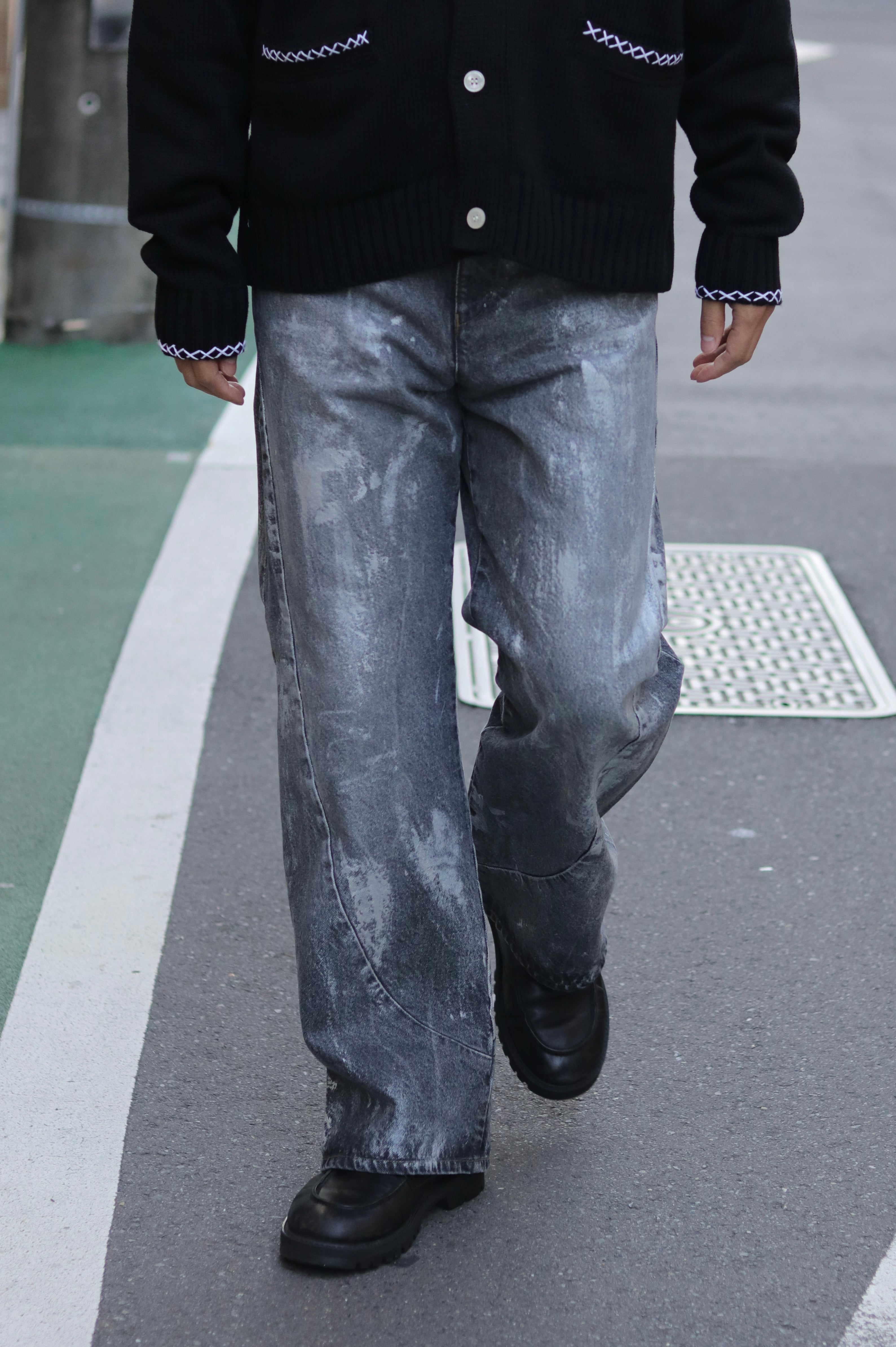 encode  Prototype 3D jeans - SILVER PAINTING / Black