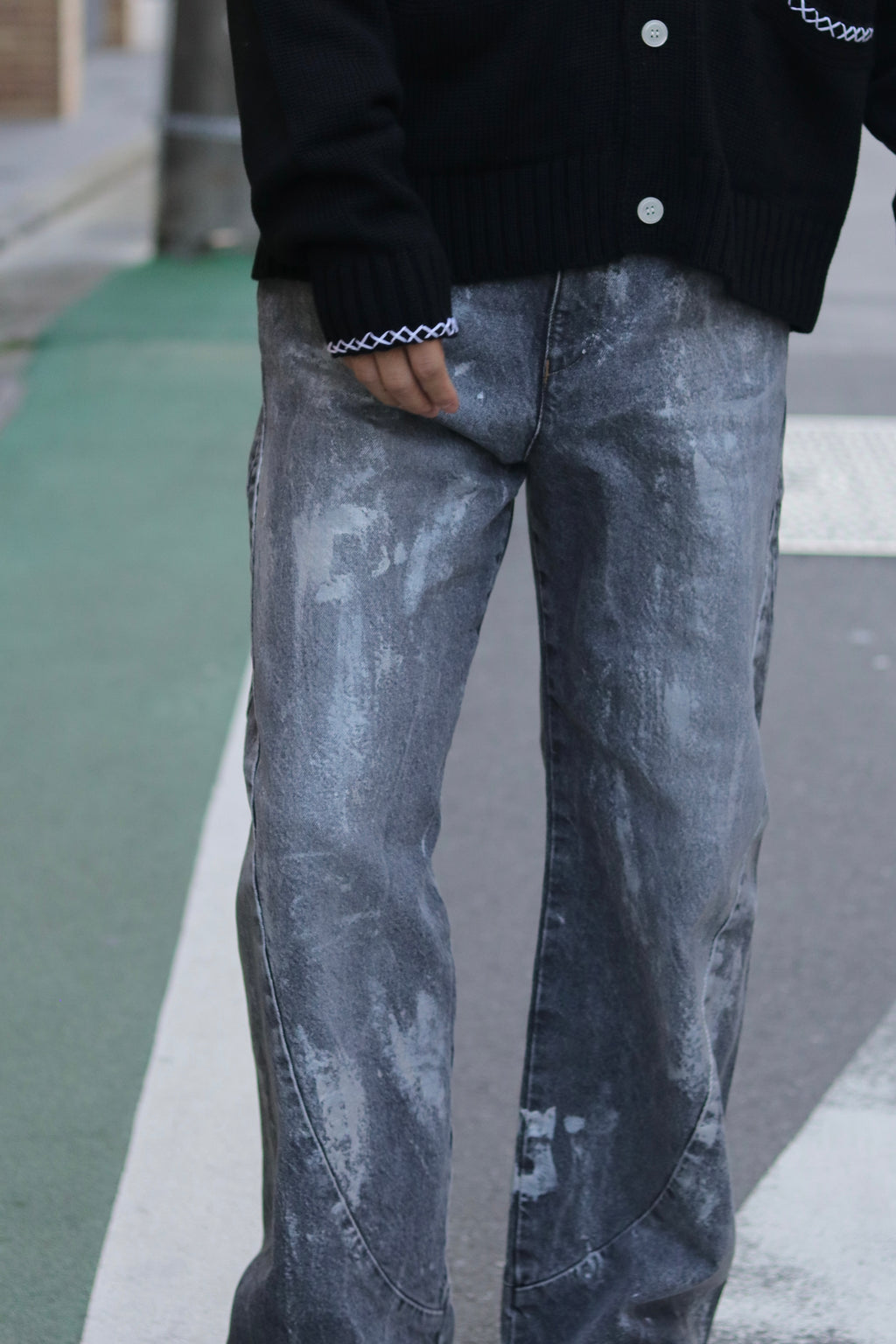 encode  Prototype 3D jeans - SILVER PAINTING / Black
