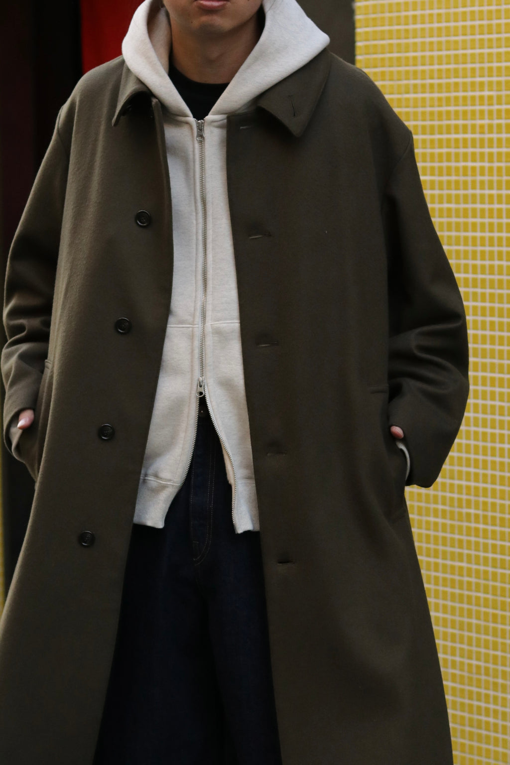 【LAST1】superNova. Bal collar coat - Melton / Olive