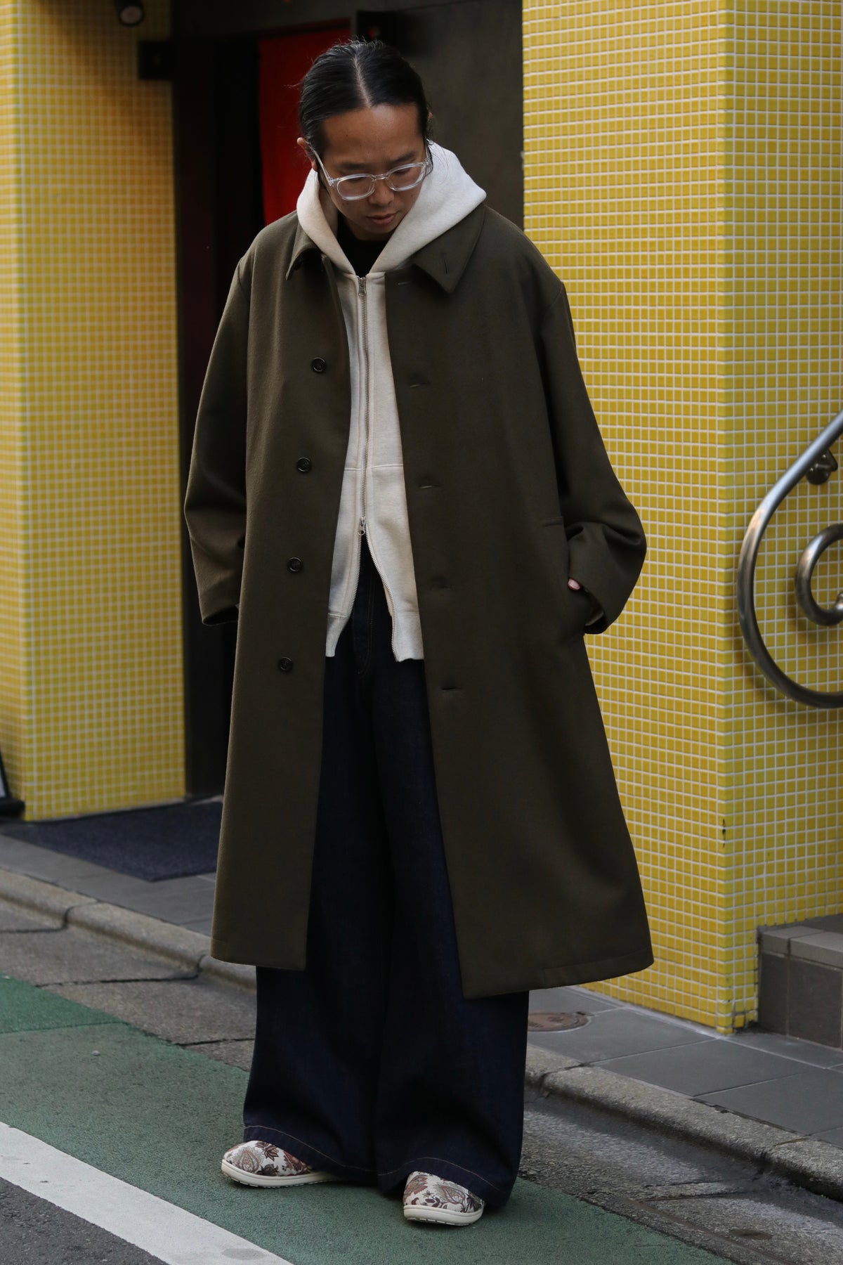 【LAST1】superNova. Bal collar coat - Melton / Olive