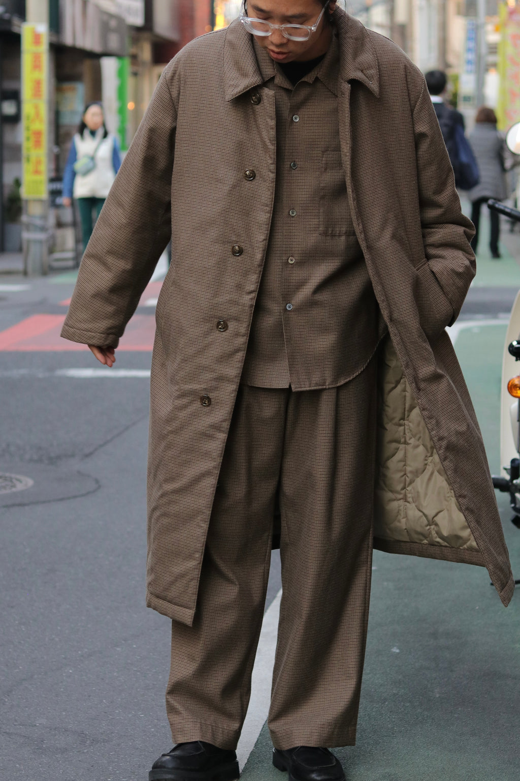 superNova. Quilted lining bal collar coat - Gun club check / Brown