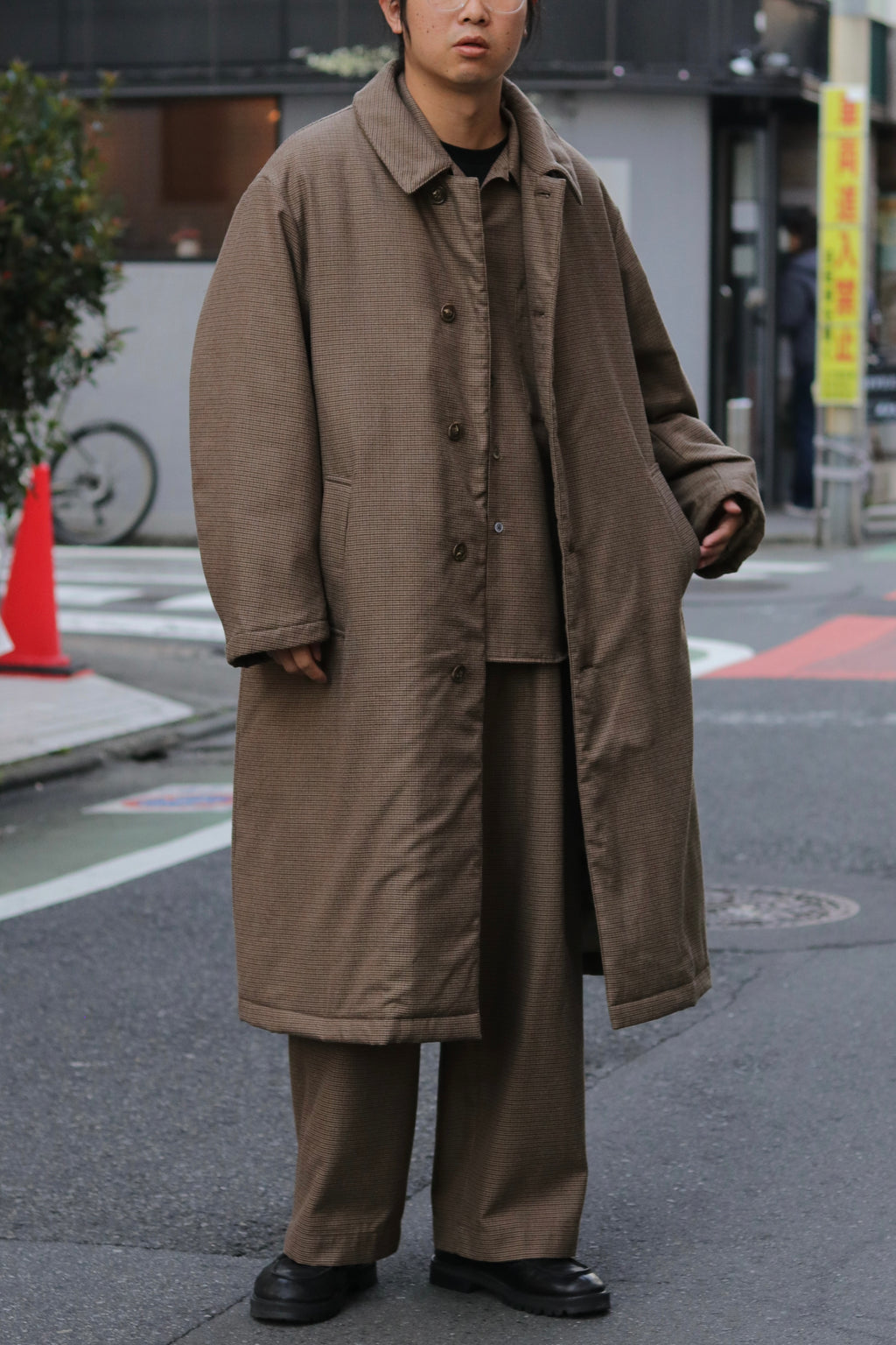 superNova. Quilted lining bal collar coat - Gun club check / Brown