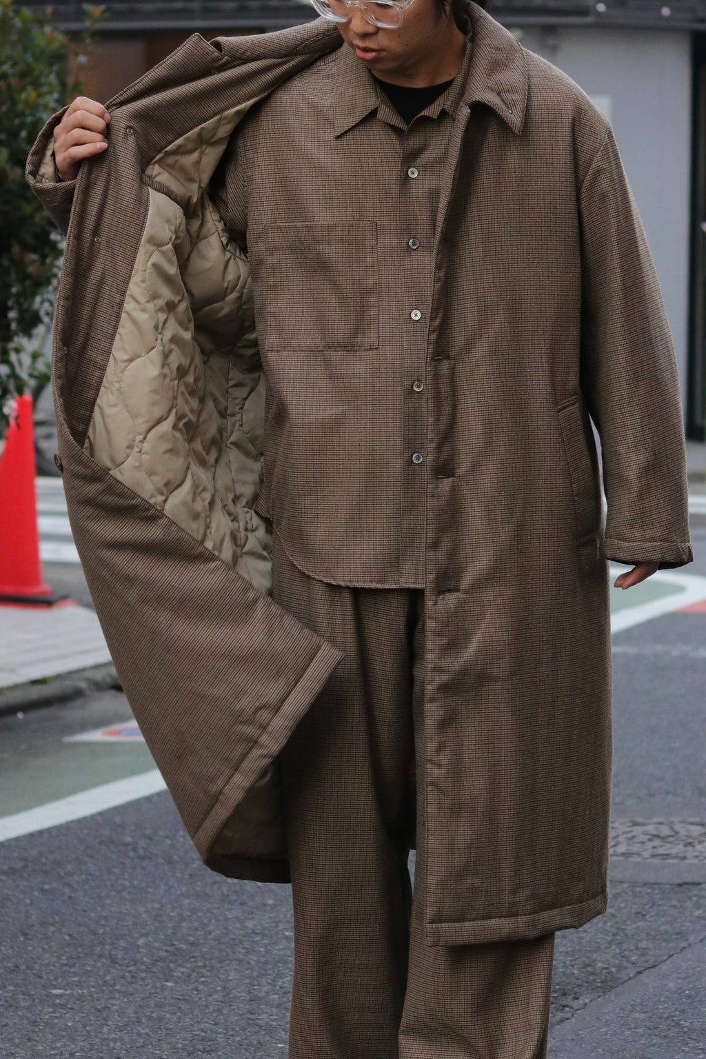 superNova. Quilted lining bal collar coat - Gun club check / Brown