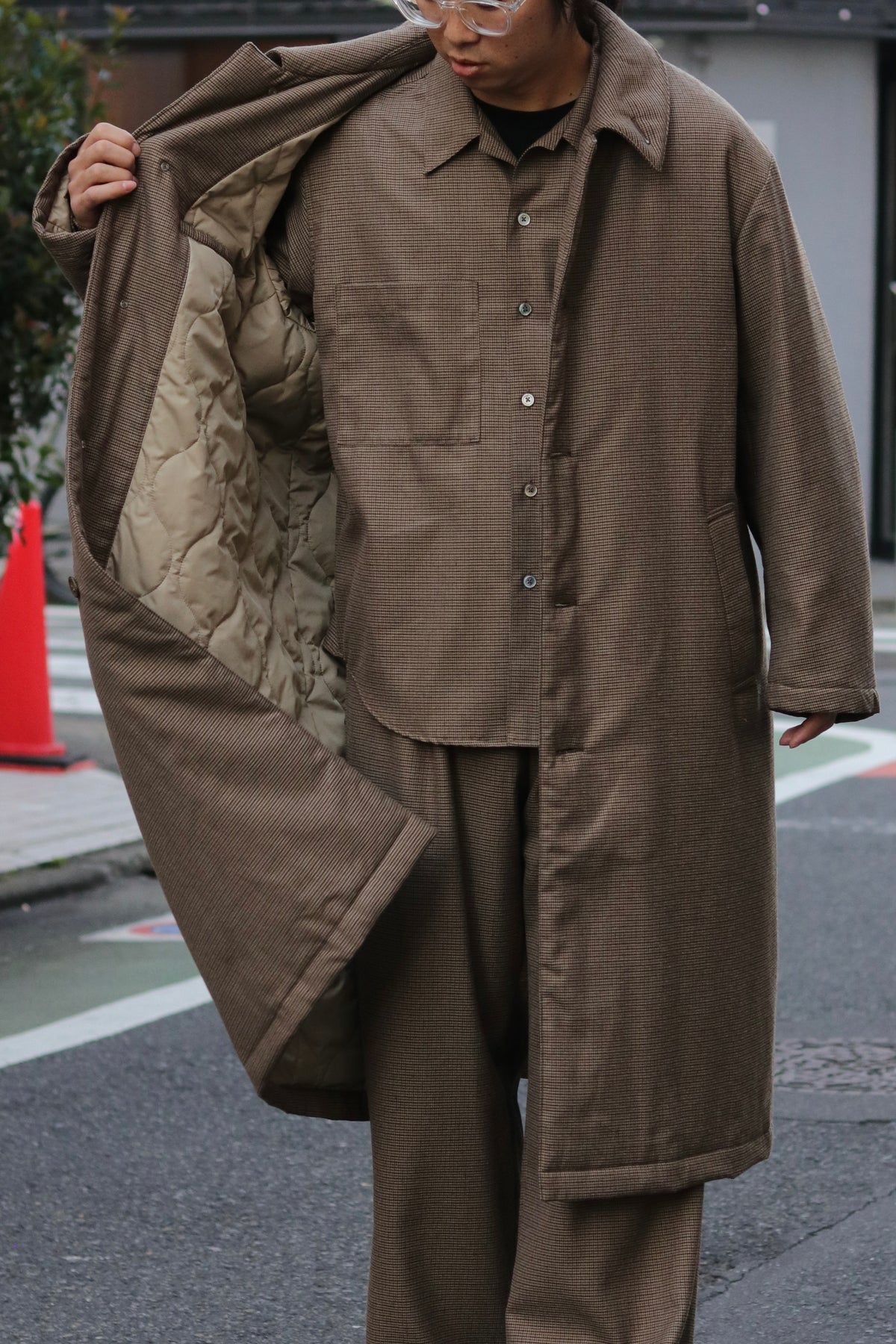 superNova. Quilted lining bal collar coat - Gun club check / Brown