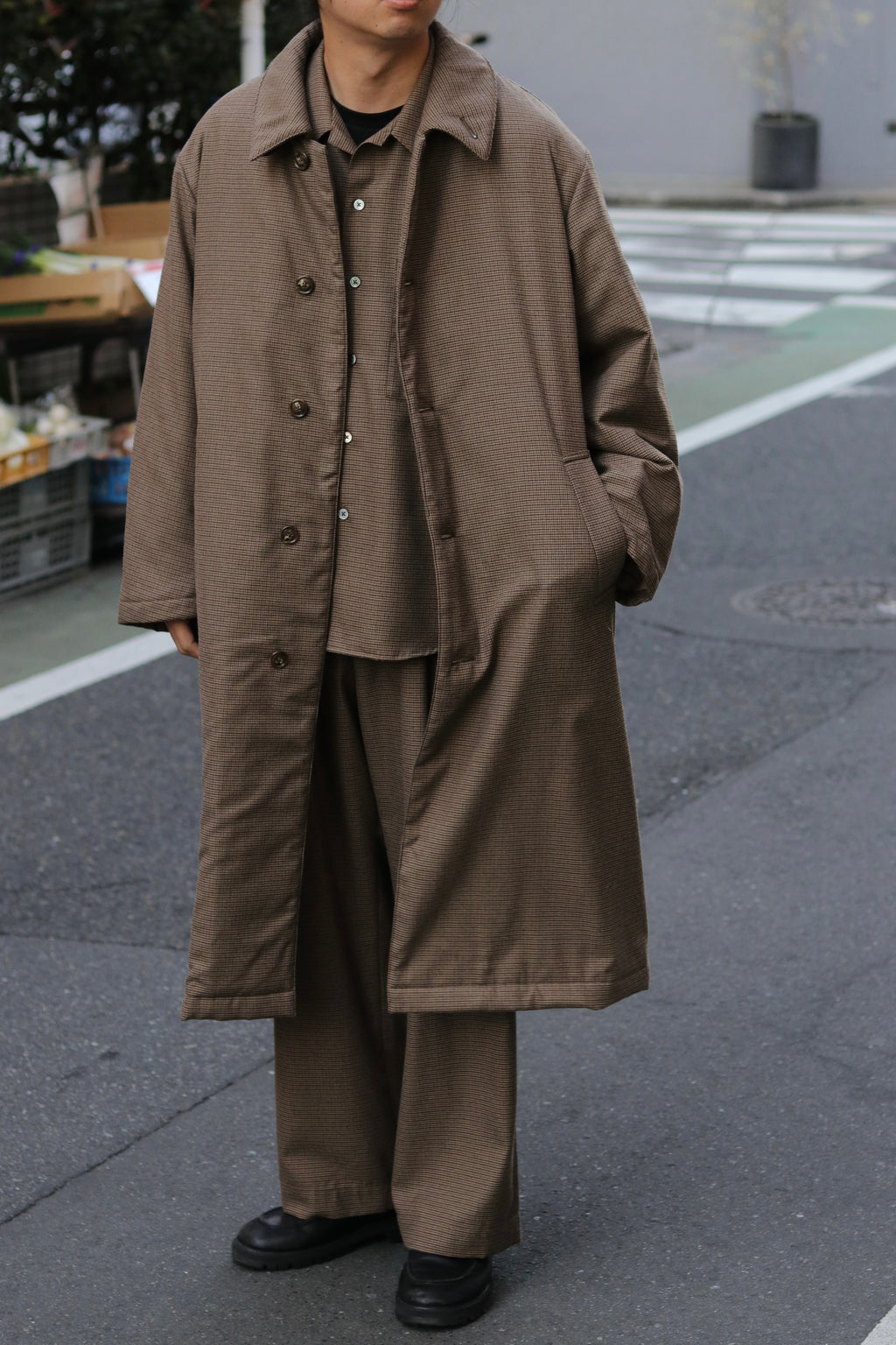 superNova. Quilted lining bal collar coat - Gun club check / Brown