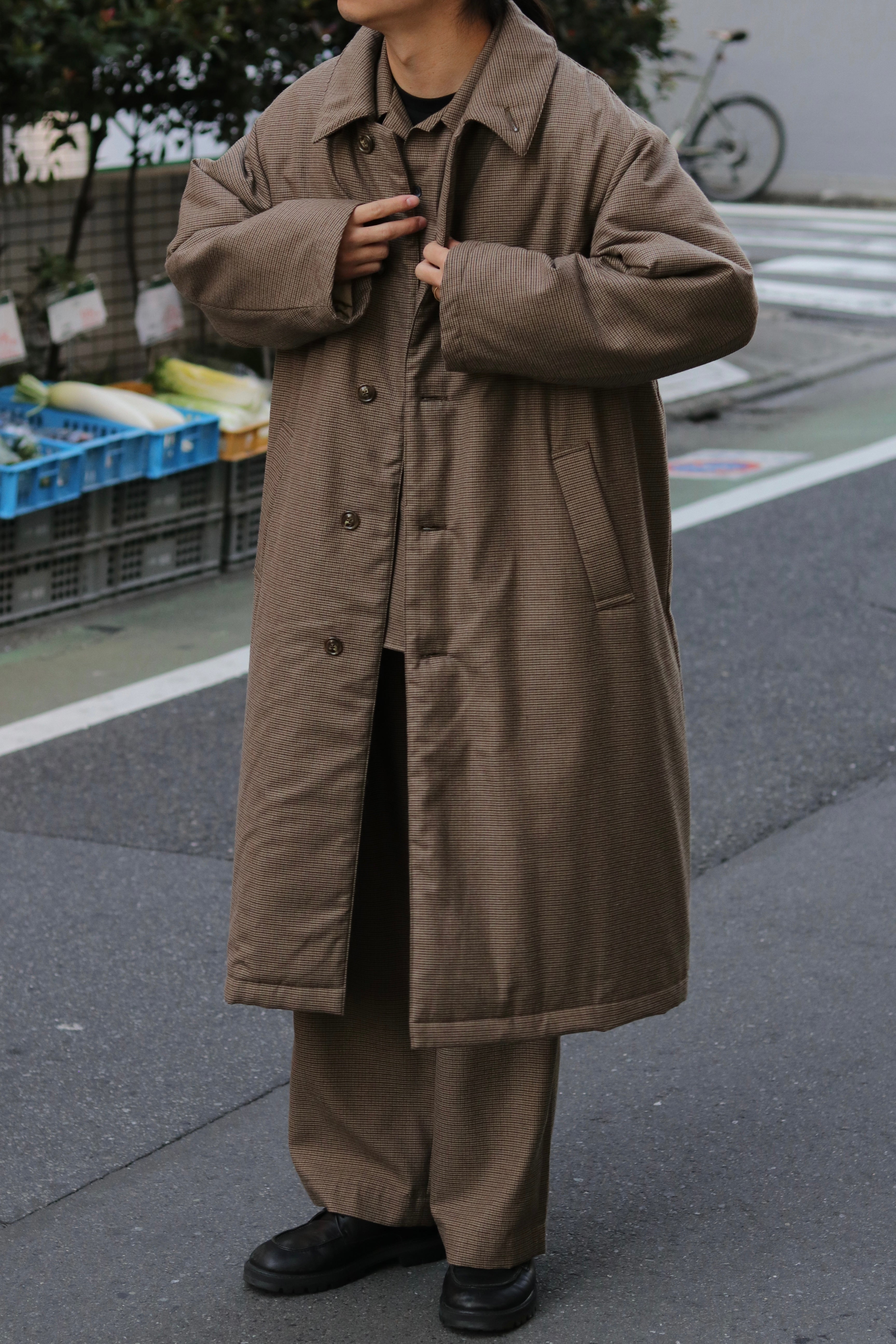 superNova. Quilted lining bal collar coat - Gun club check / Brown