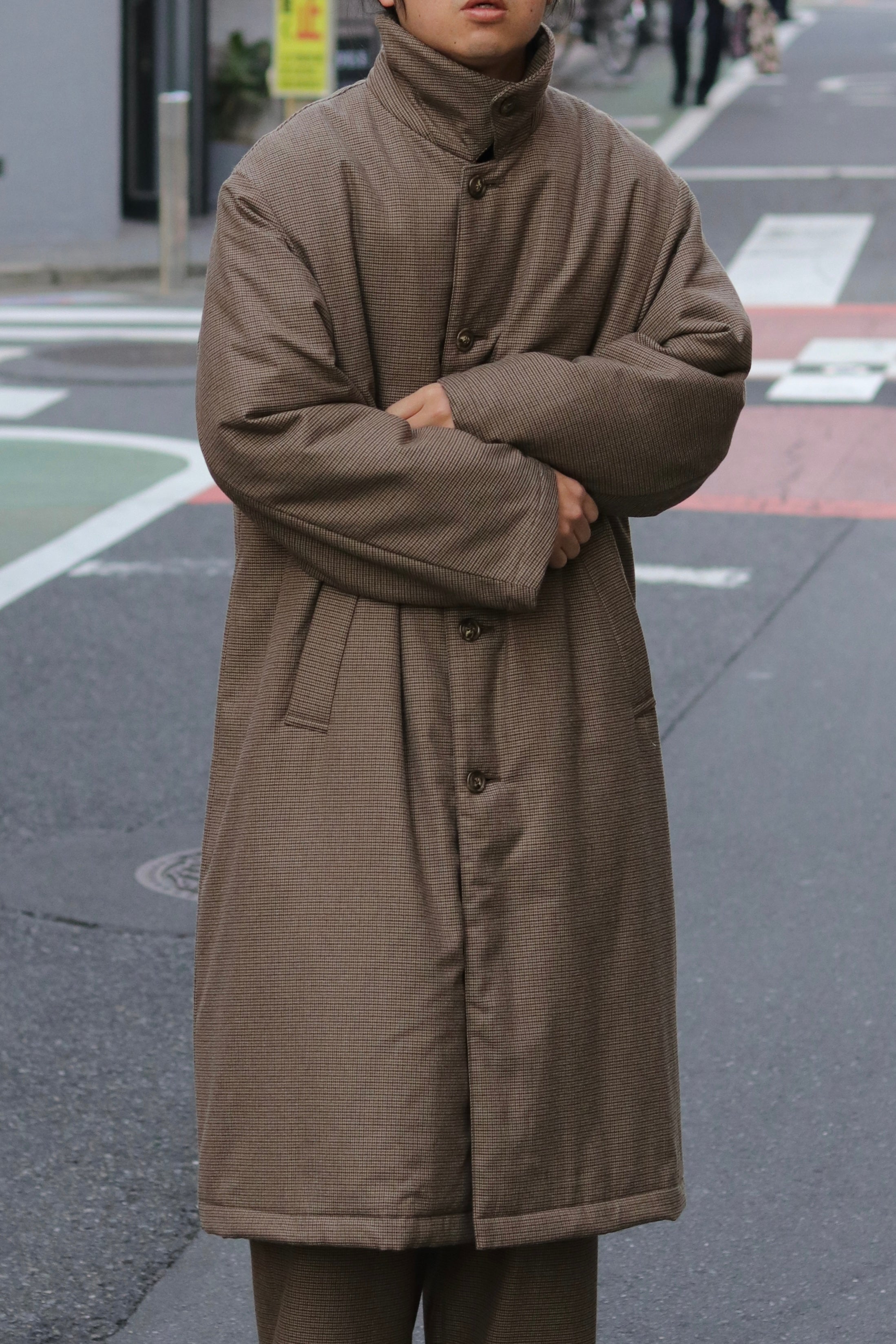 superNova. Quilted lining bal collar coat - Gun club check / Brown