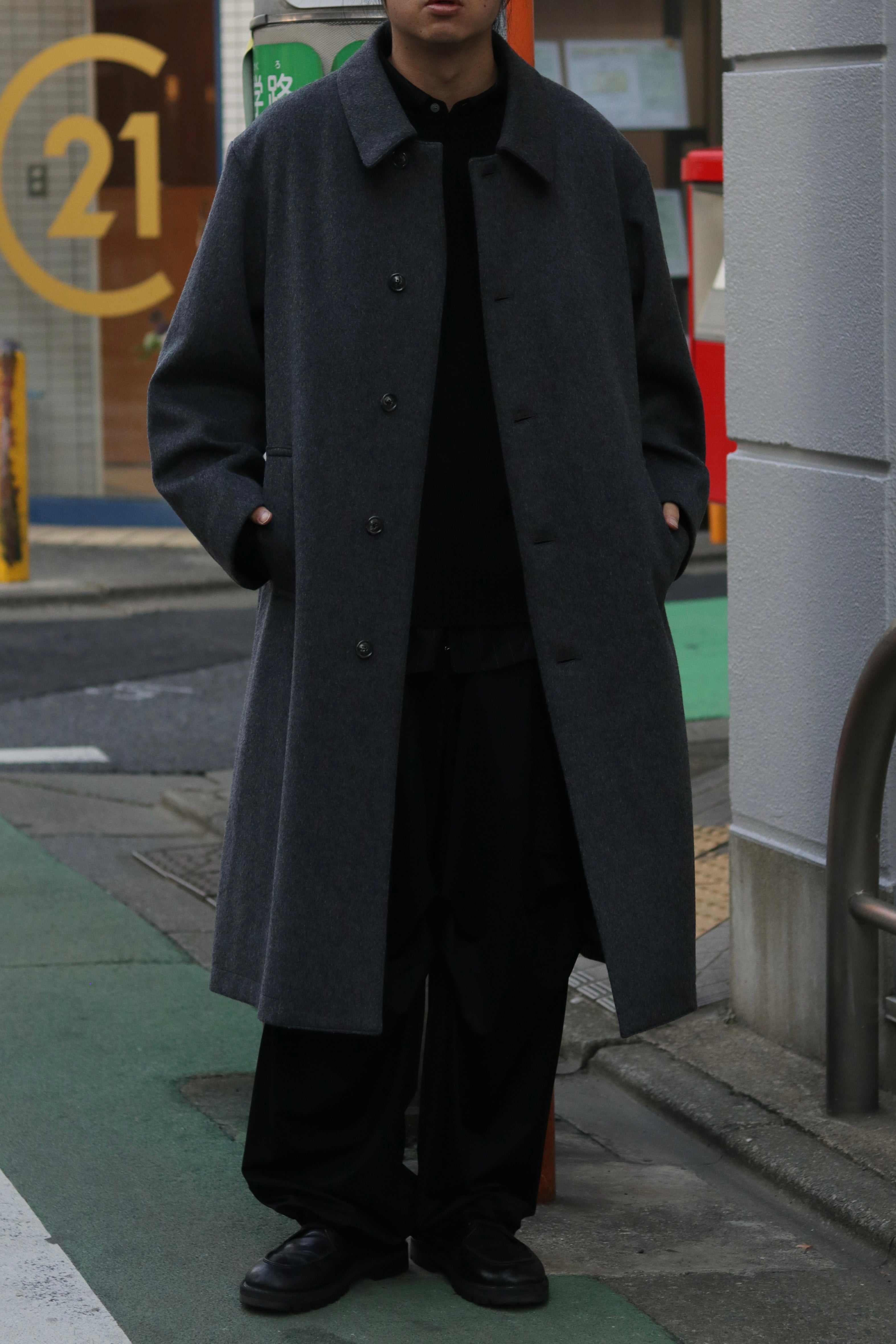 【LAST1】superNova. Bal collar coat - Melton / Charcoal