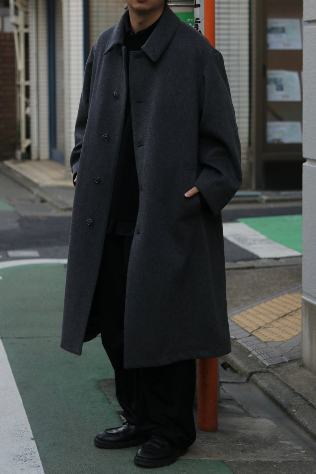 【LAST1】superNova. Bal collar coat - Melton / Charcoal