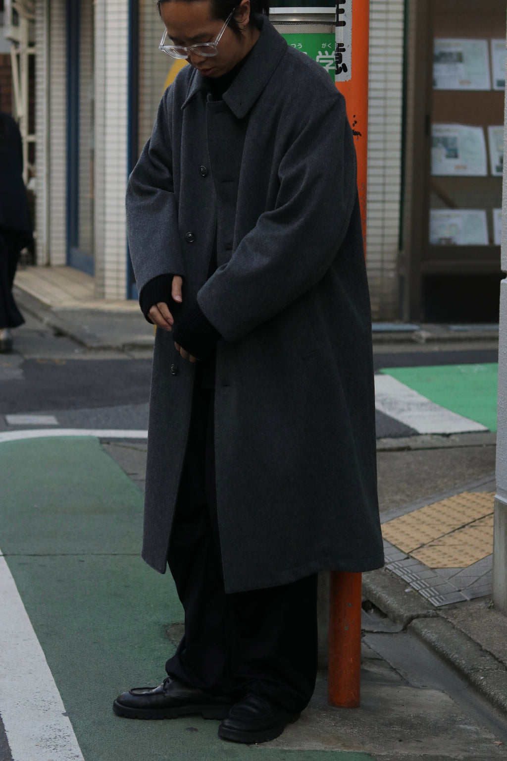 【LAST1】superNova. Bal collar coat - Melton / Charcoal