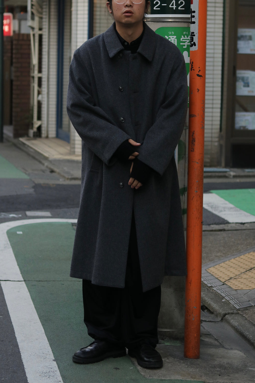 【LAST1】superNova. Bal collar coat - Melton / Charcoal