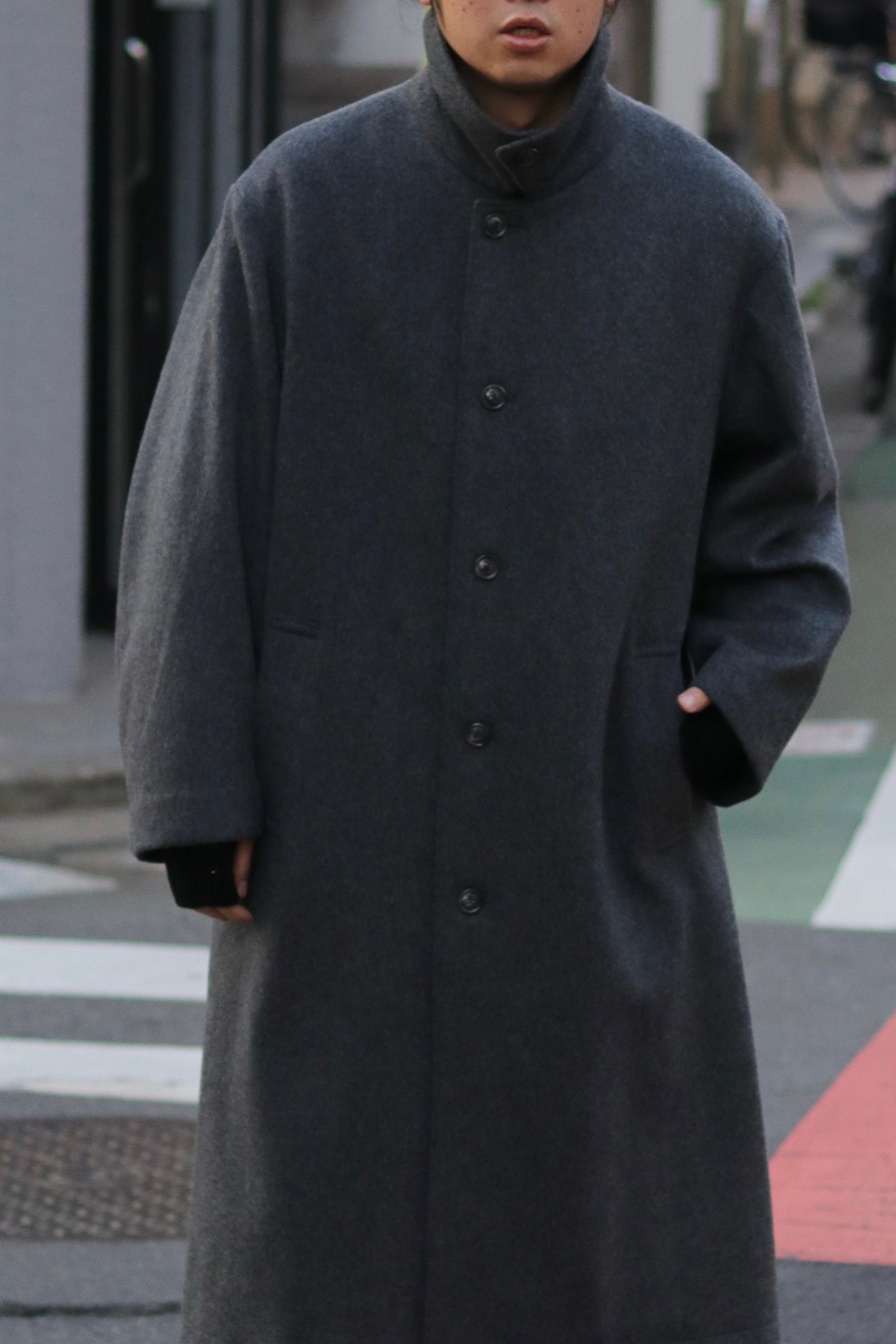 【LAST1】superNova. Bal collar coat - Melton / Charcoal
