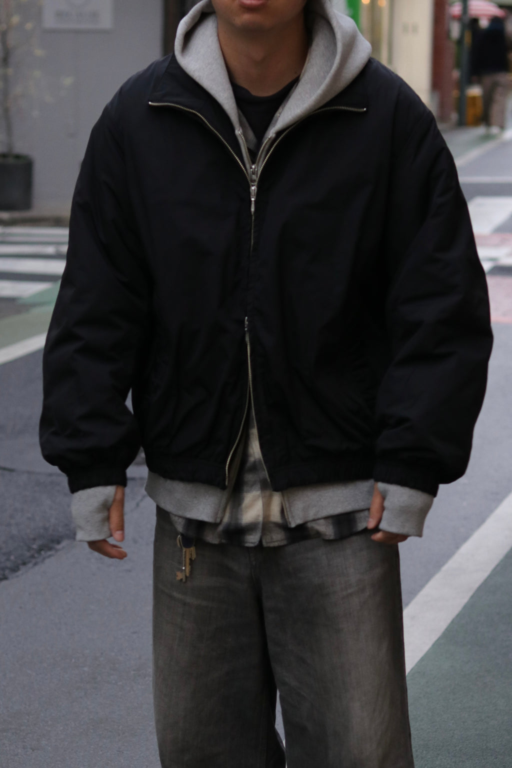 【sizeM LAST1】superNova. Quilted lining track jacket - Taffeta / Black