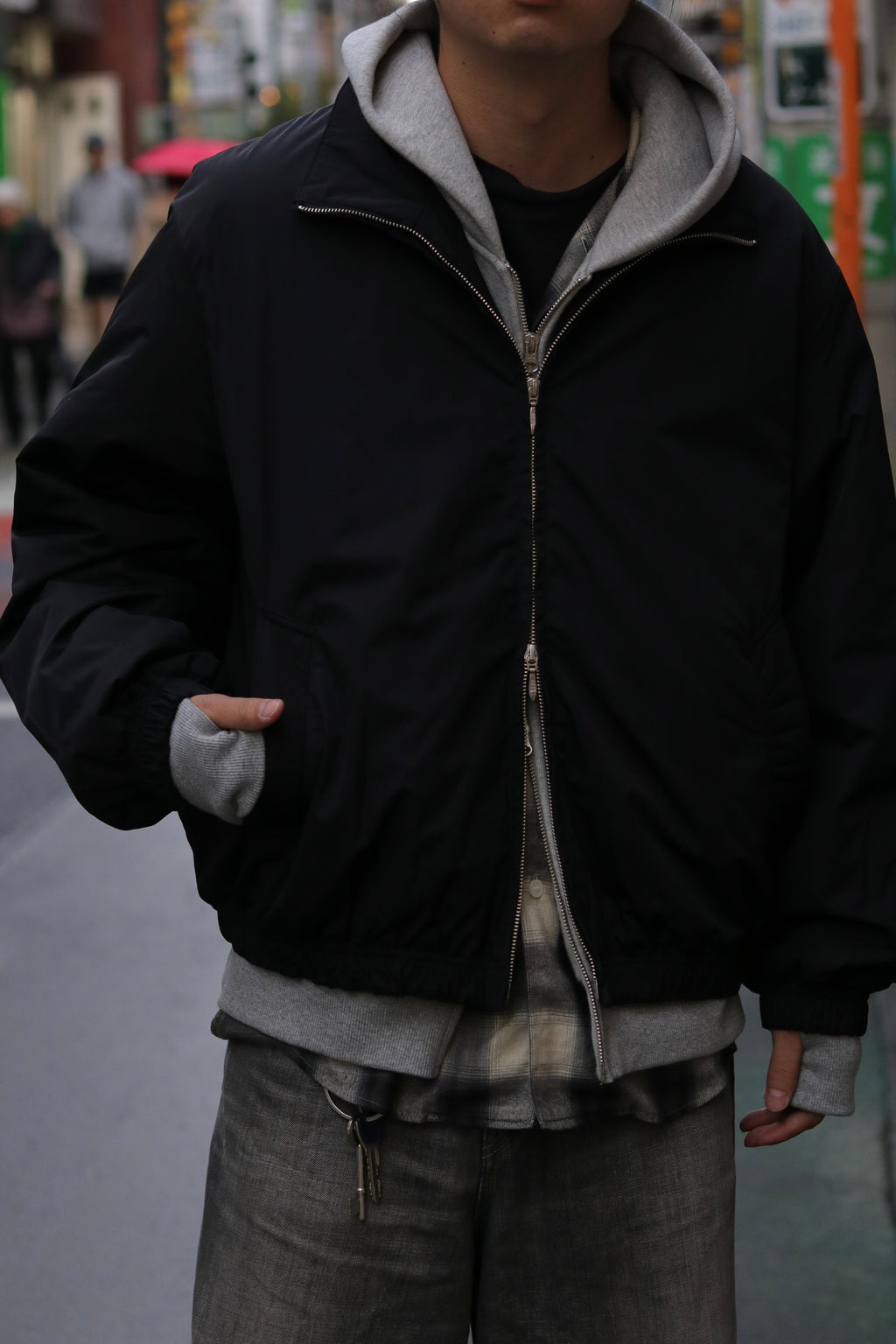 【sizeM LAST1】superNova. Quilted lining track jacket - Taffeta / Black