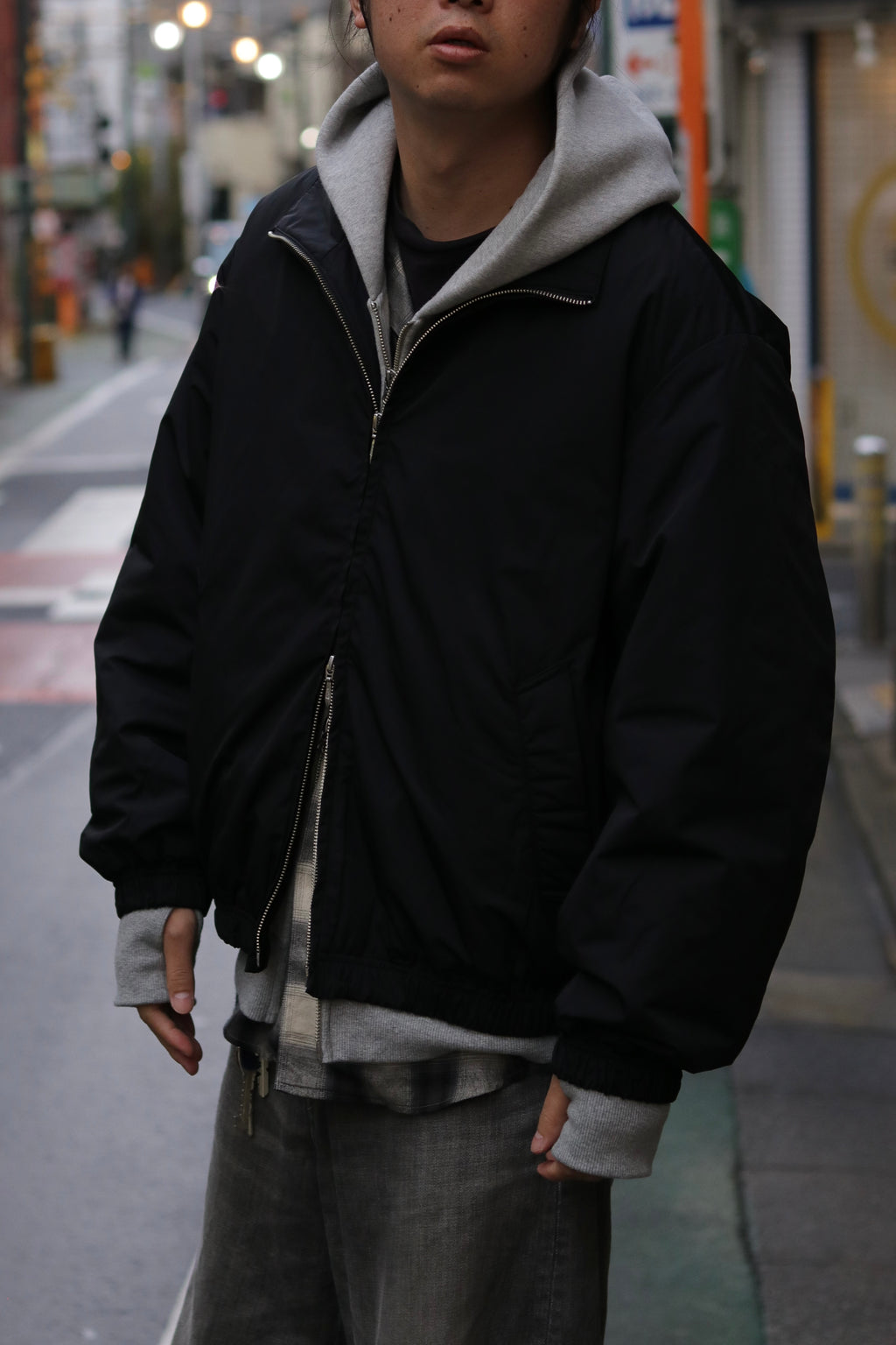 【sizeM LAST1】superNova. Quilted lining track jacket - Taffeta / Black