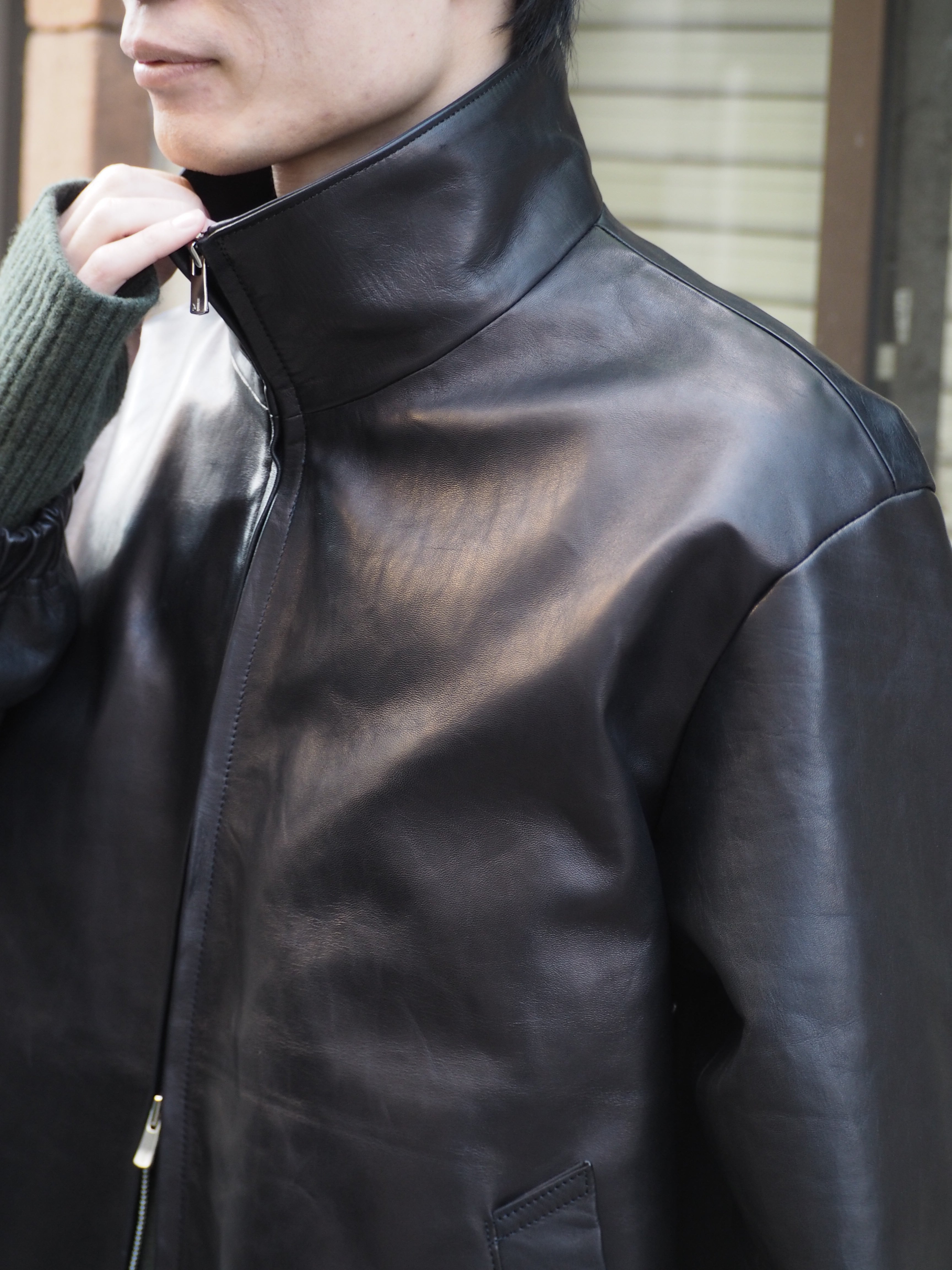 superNova. Leather track jacket - Horsehide / Black