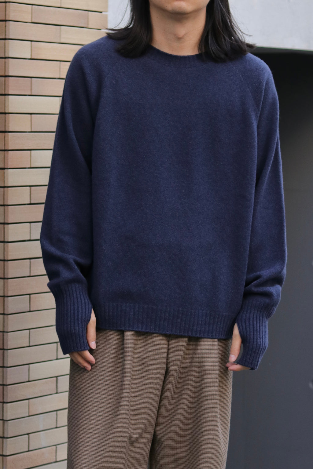 10月中発送予定 superNova. Wholegarment knit sweater - Wool & cashmere & silk / Navy