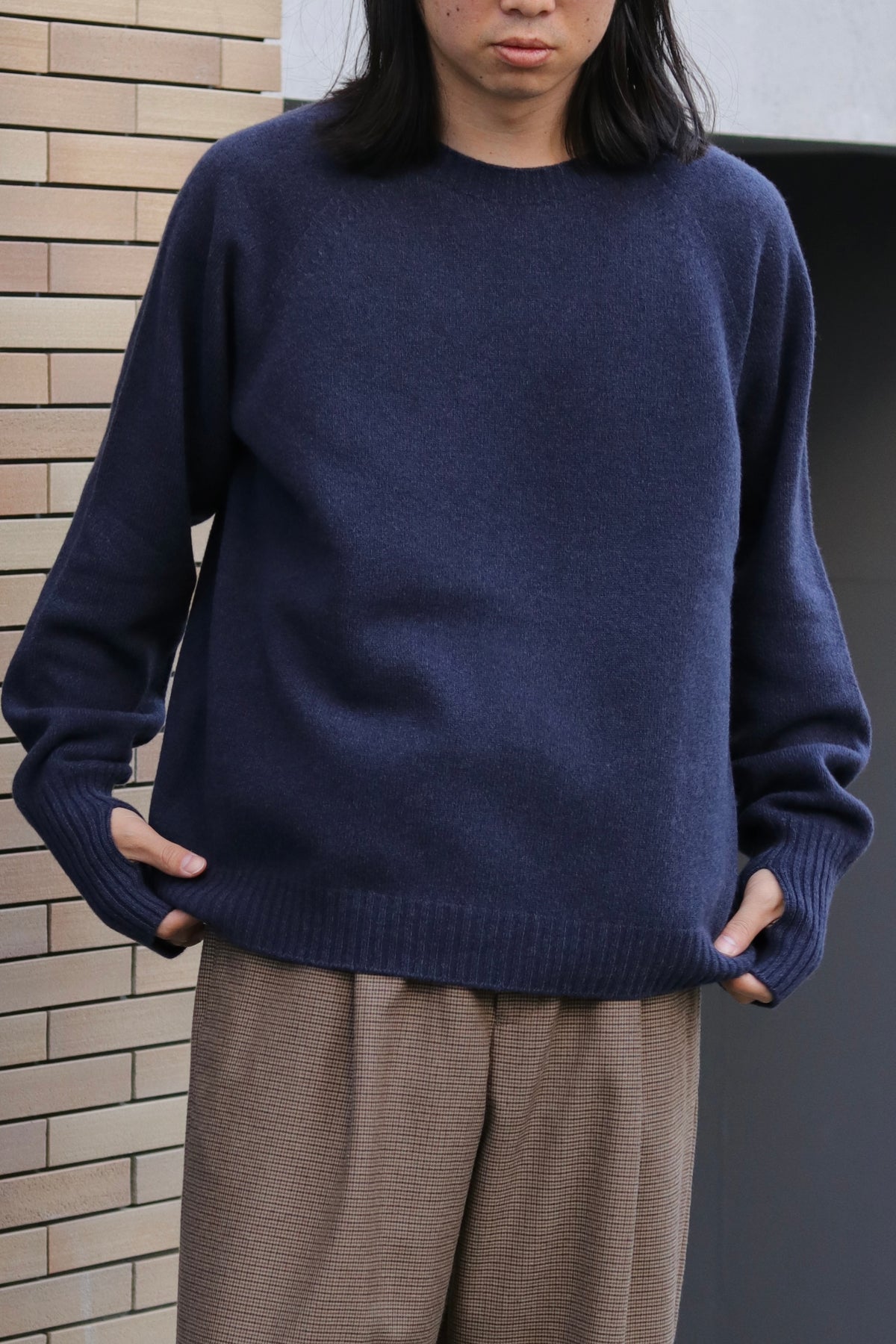 10月中発送予定 superNova. Wholegarment knit sweater - Wool & cashmere & silk / Navy