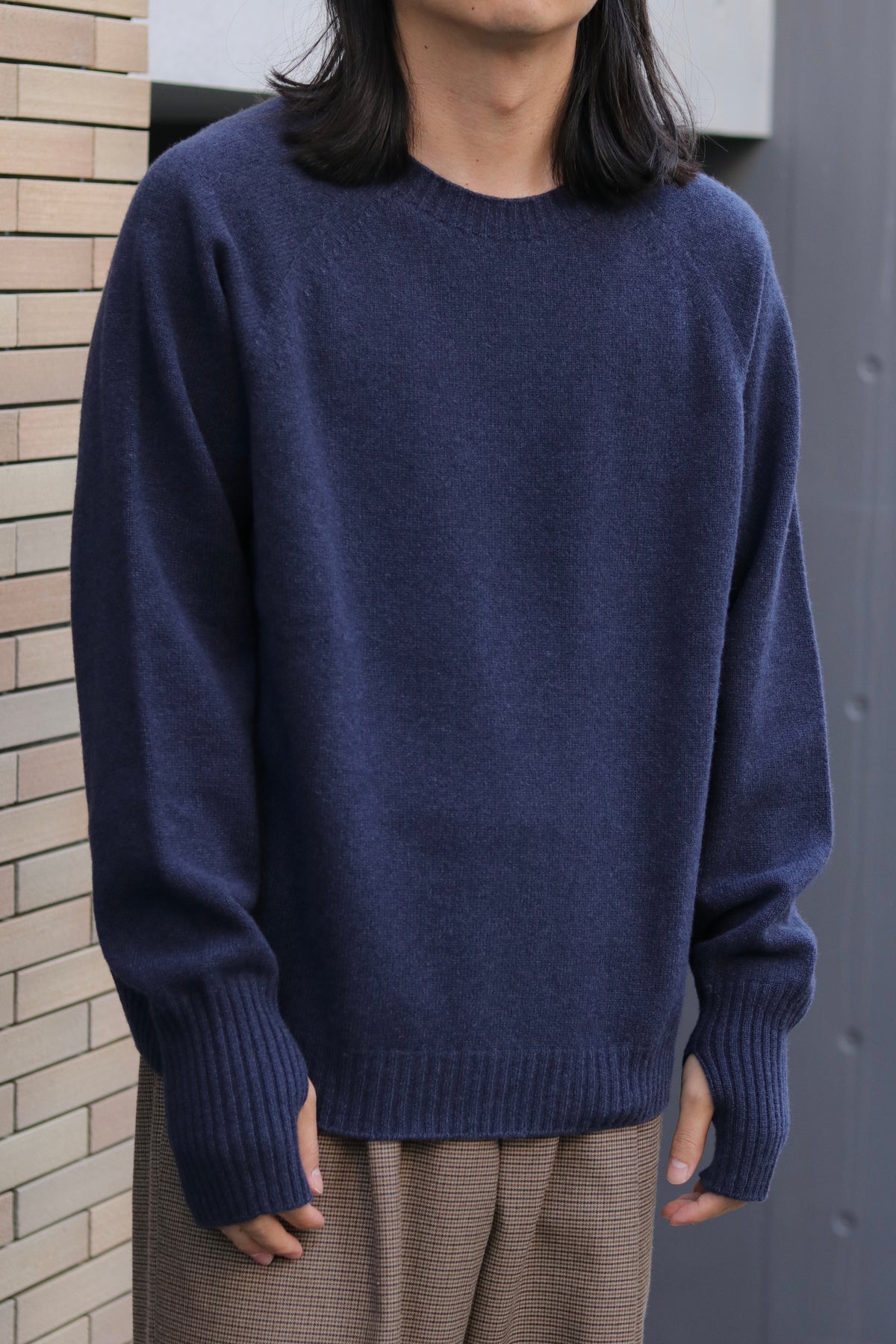 10月中発送予定 superNova. Wholegarment knit sweater - Wool & cashmere & silk / Navy