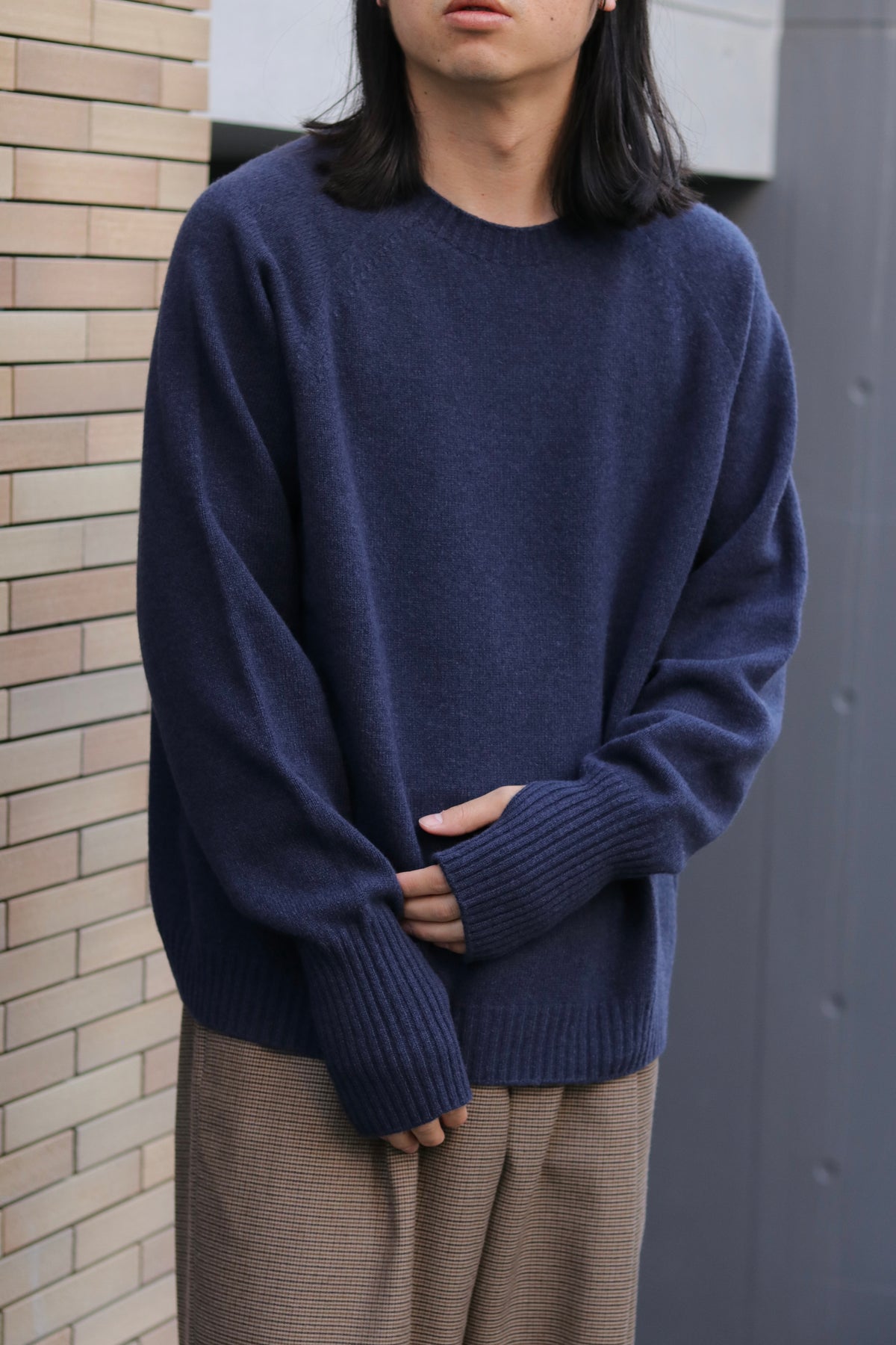 10月中発送予定 superNova. Wholegarment knit sweater - Wool & cashmere & silk / Navy