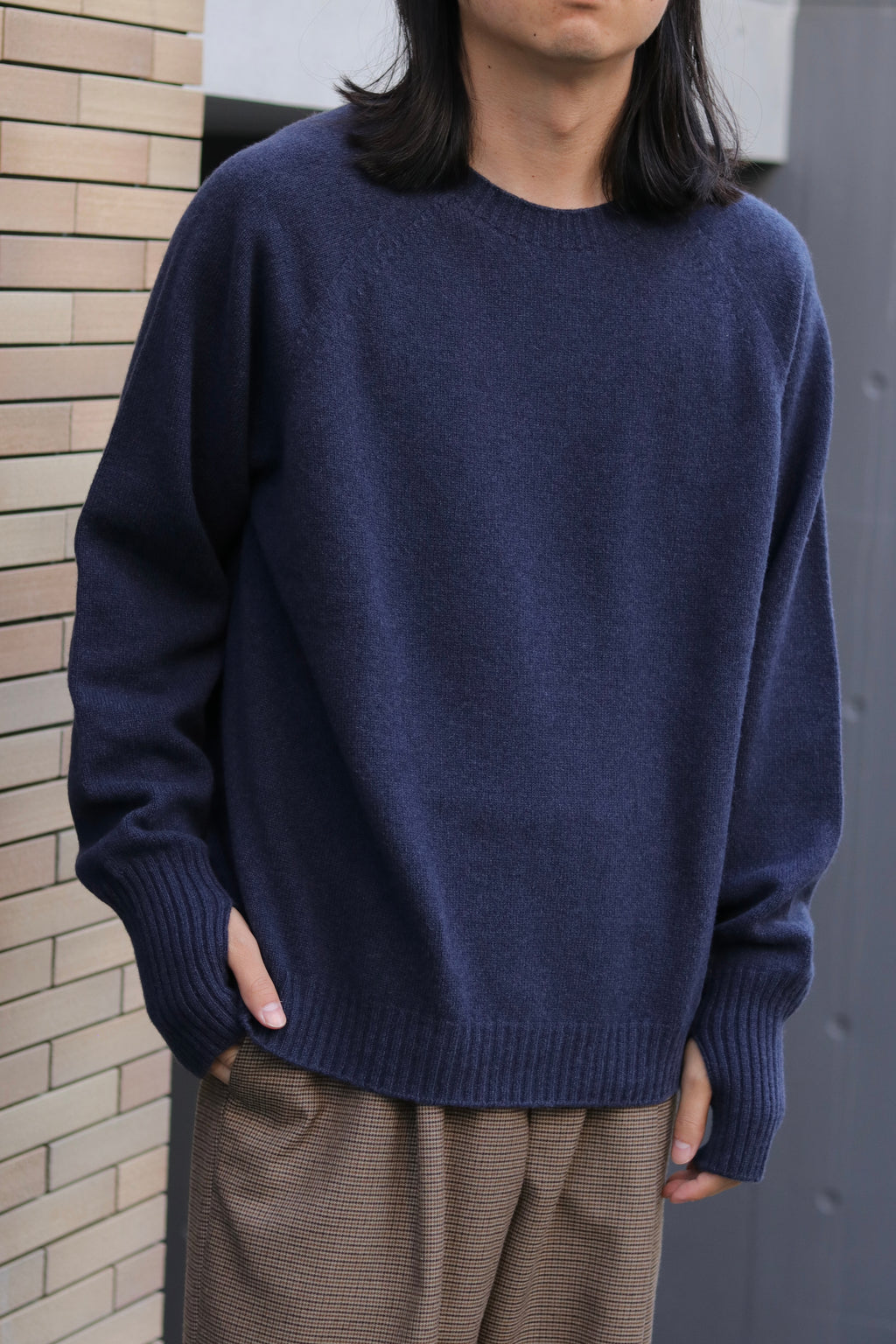 10月中発送予定 superNova. Wholegarment knit sweater - Wool & cashmere & silk / Navy