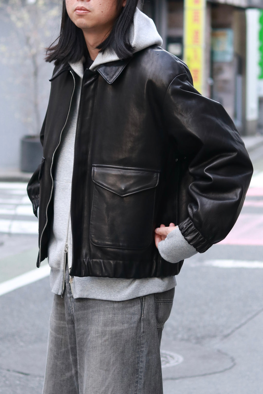 superNova. Leather flight jacket - Horsehide / Black